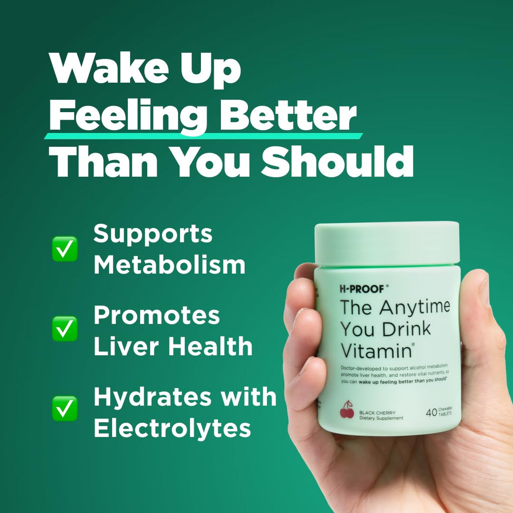H-PROOF The Anytime You Drink Vitamin – 40 Chewables, Vegan, Lemonade
