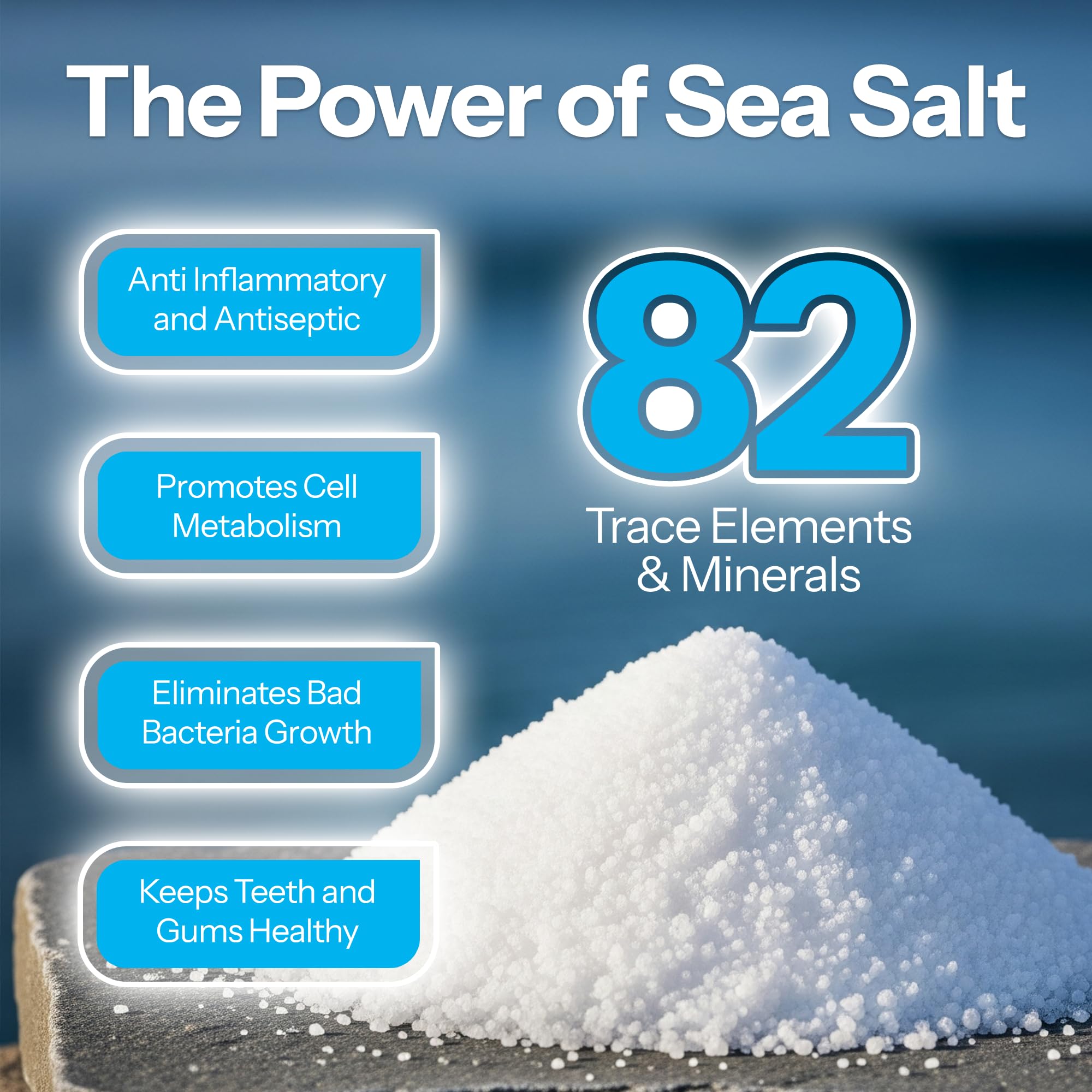 H2Ocean Healing Rinse – Natural Sea Salt Mouthwash, Alcohol & Fluoride-Free, Lemon Ice, 16 oz