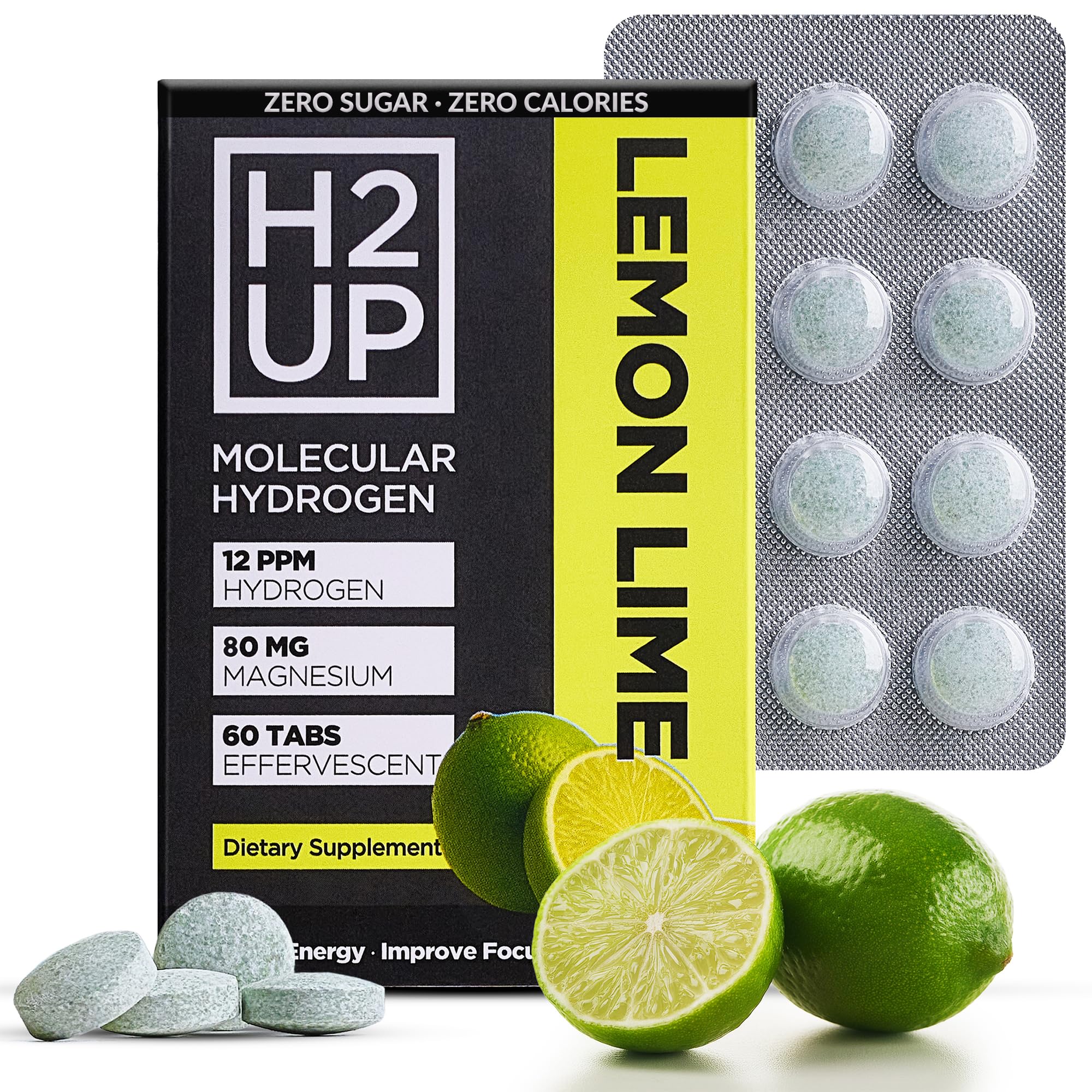 H2UP Sugar-Free Hydrogen Tablets – 60 Count | 12 PPM Hydrogen with Magnesium