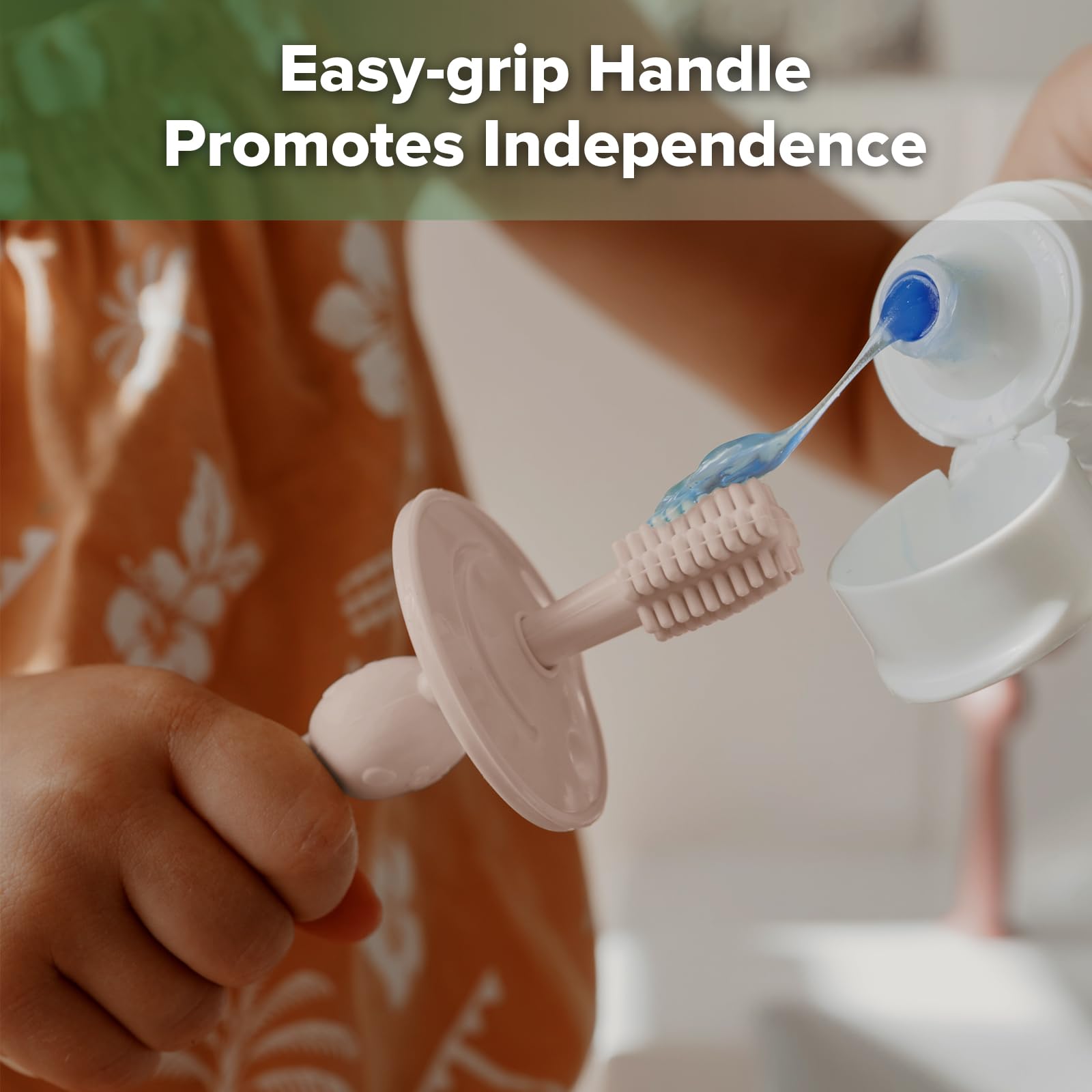 Haakaa 360° Baby Toothbrush with Suction Base – Dusty Pink (1 Piece)