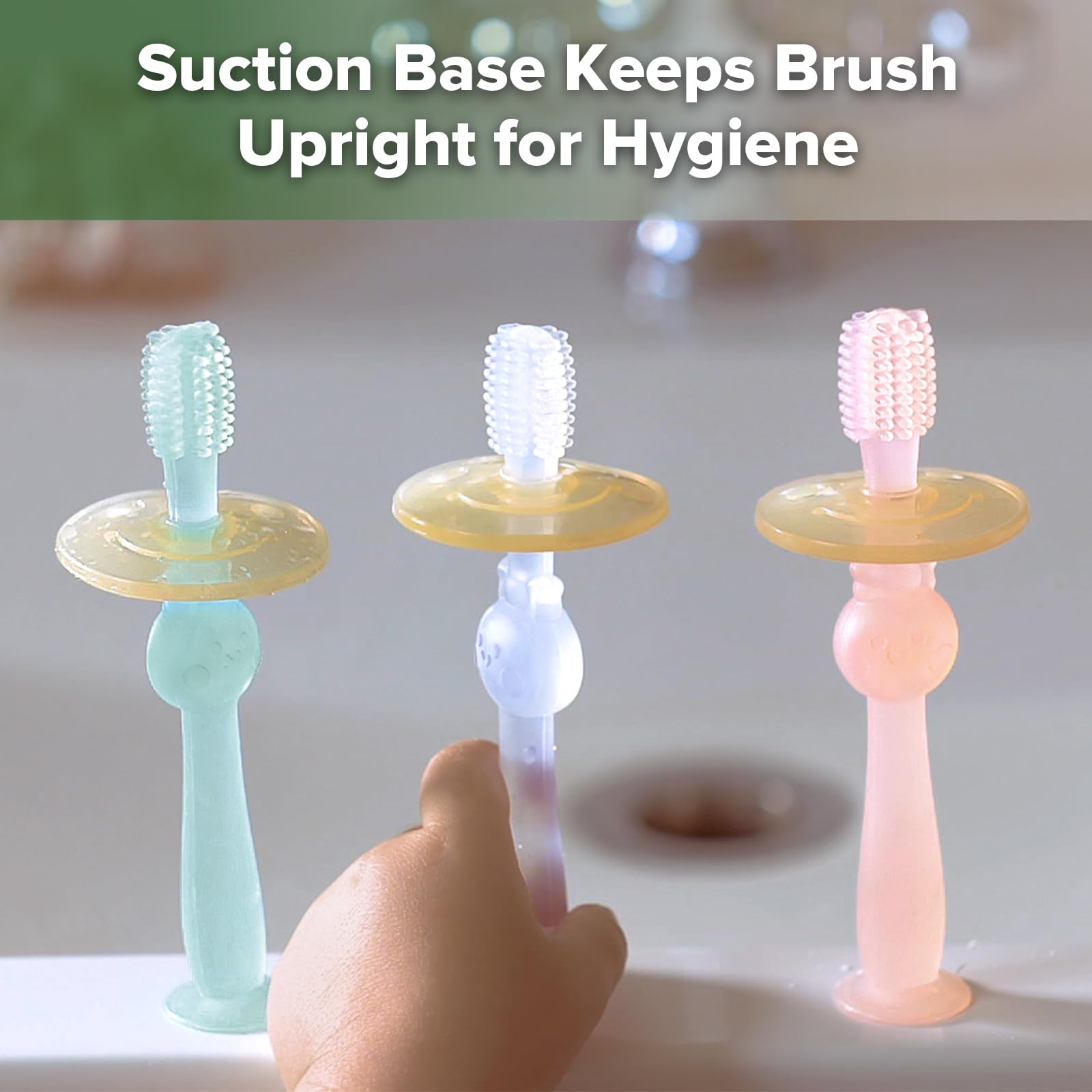 haakaa 360° Baby Toothbrush with Suction Base - Gentle 360° Cleaning