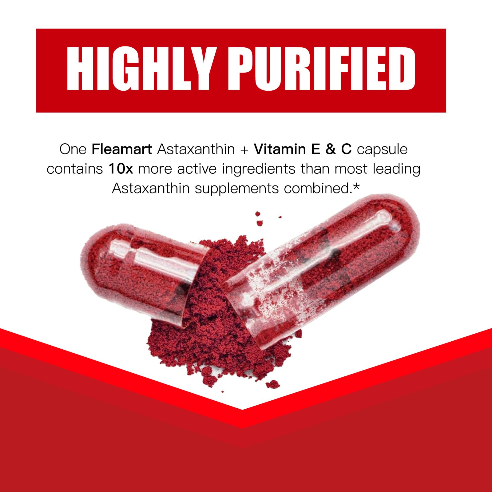 Fleamart Astaxanthin 12mg with Vitamin E & C – 120 Capsules (Vegan, Gluten Free, Non-GMO)