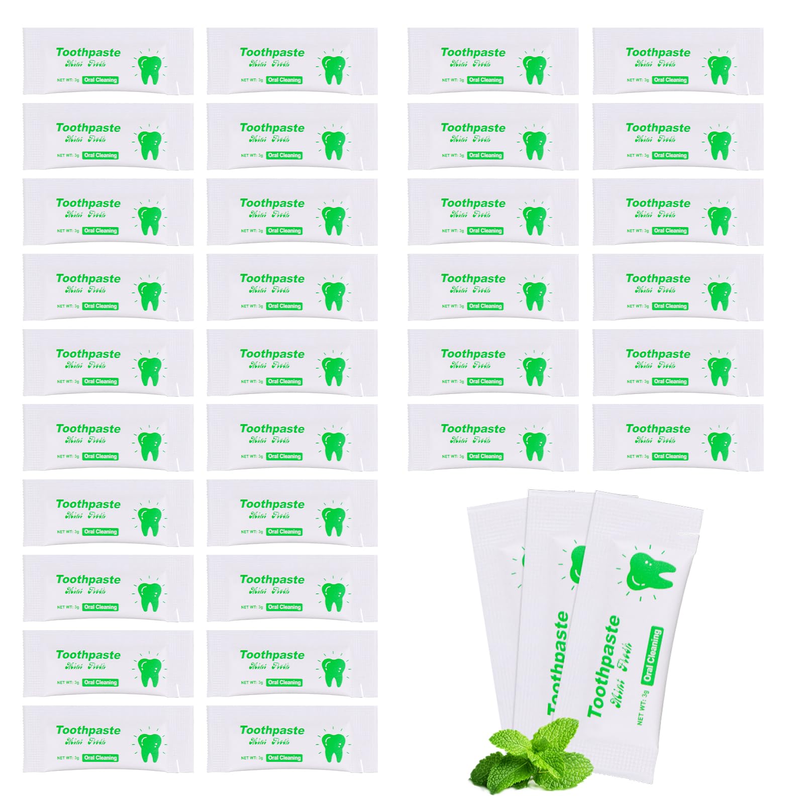 HAIFOTRVA 100-Pack Travel Toothpaste 0.105 oz – Mini Mint, Single-Use