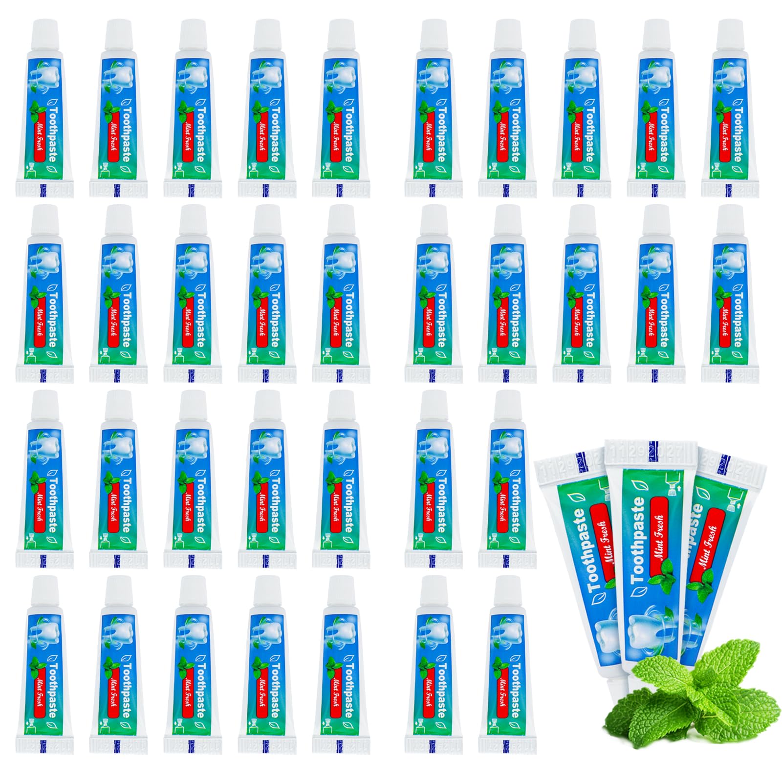 HAIFOTRVA 0.176 oz Bulk Travel Size Toothpaste – 30 Mint Tubes for Hotels, Guests & Travel