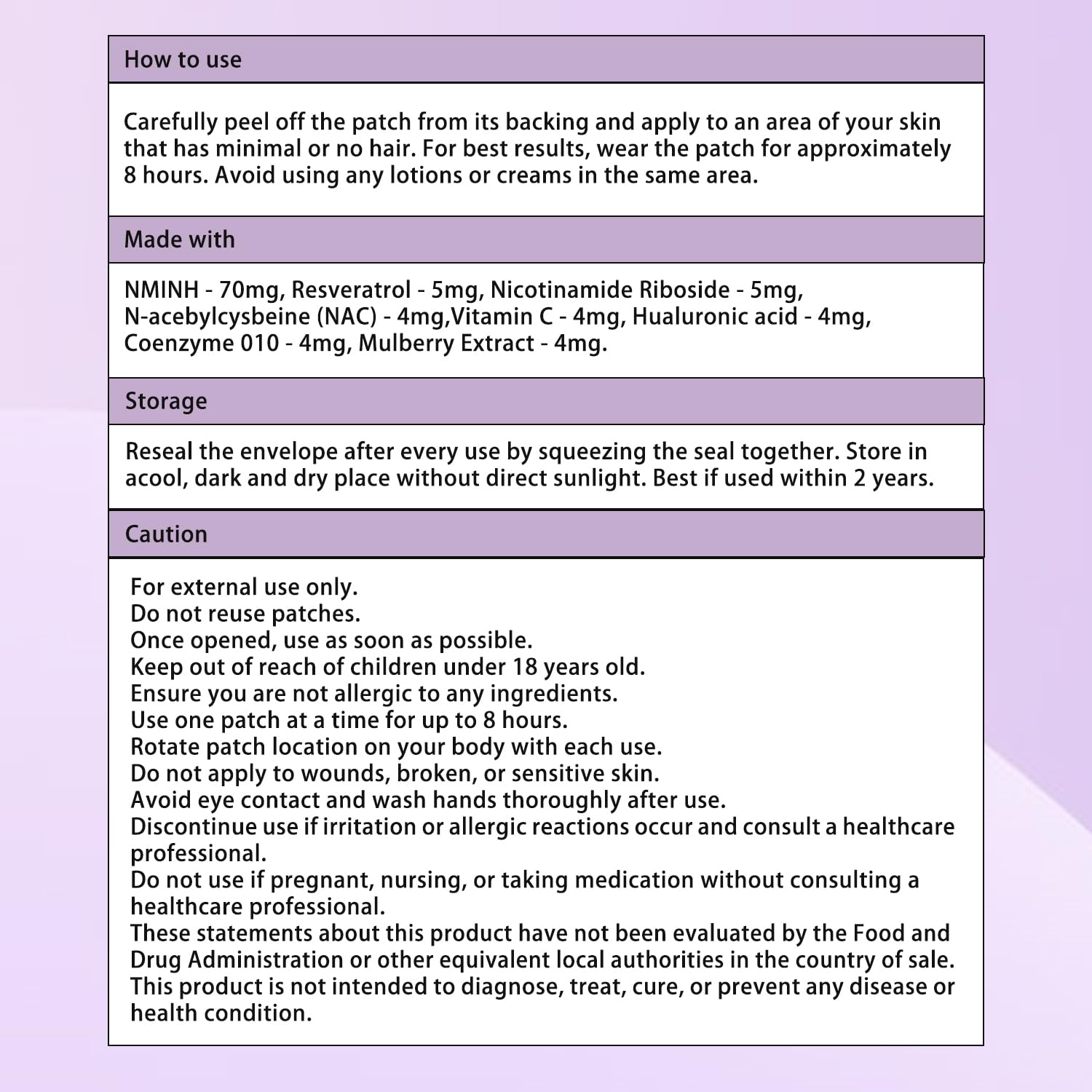 Haiphy NAD+Patches NMNH & Resveratrol – Anti-Aging & Metabolism Support | 8-Hour Release | 30 Count