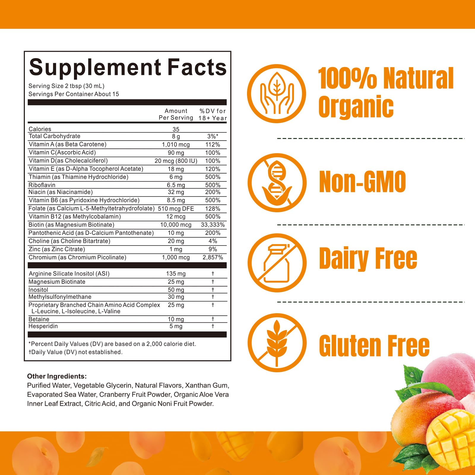 Liquid Multivitamin for Hair Growth – Biotin 10000mcg | Hair & Skin Support | Clinically Tested | 15.22 Fl Oz | For Women & Men 18+