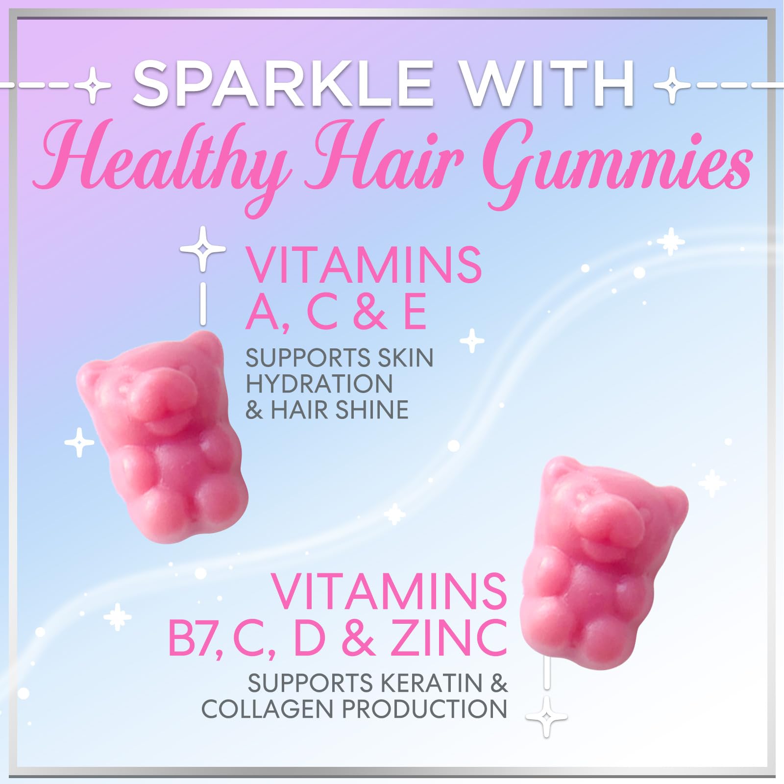 Hair Vitamins Gummies – Biotin 5000 mcg + Vitamins E & C, Zinc | 120 Gummies