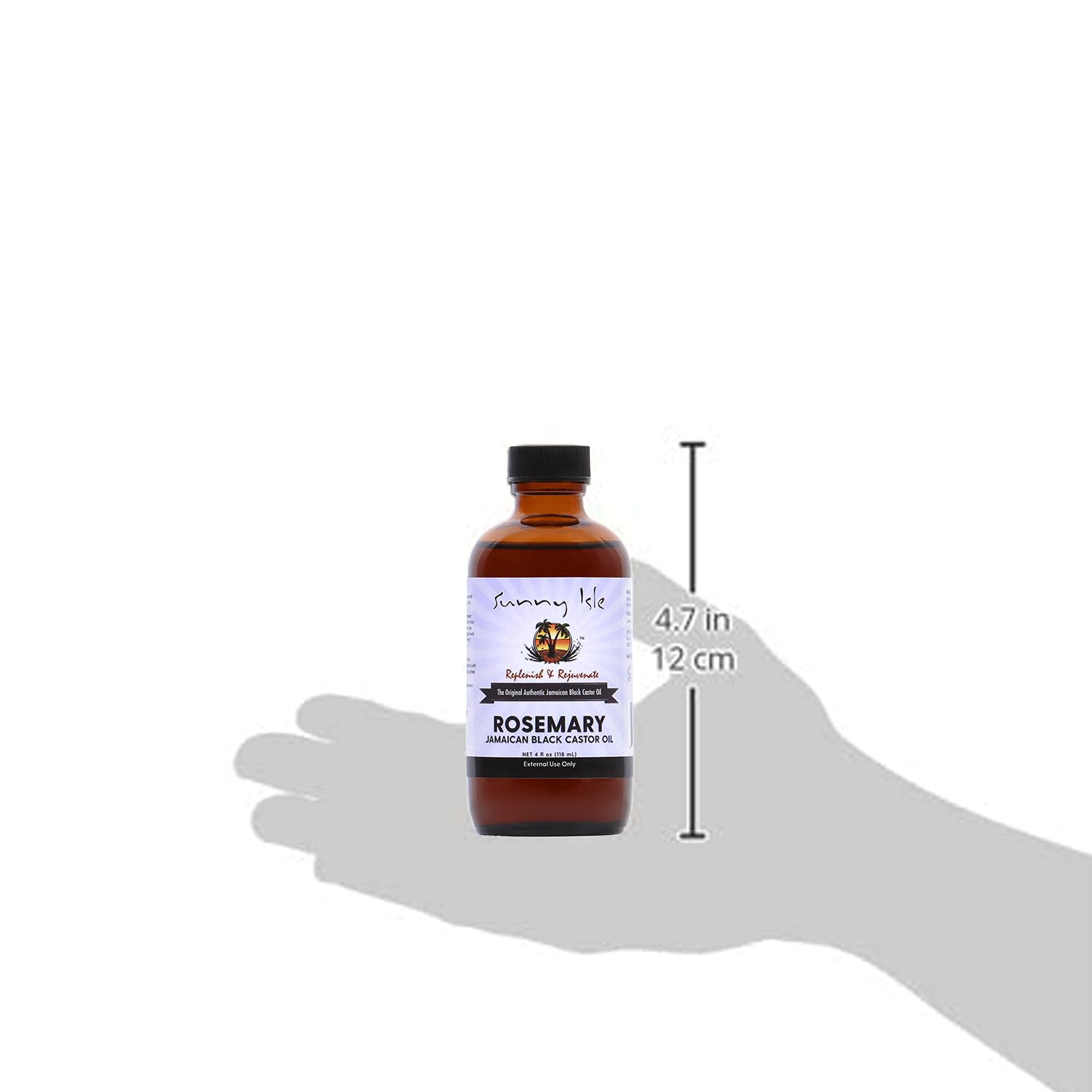 Sunny Isle Rosemary Jamaican Black Castor Oil 4oz | Hair Growth Treatment for Scalp & Acne-Prone Skin