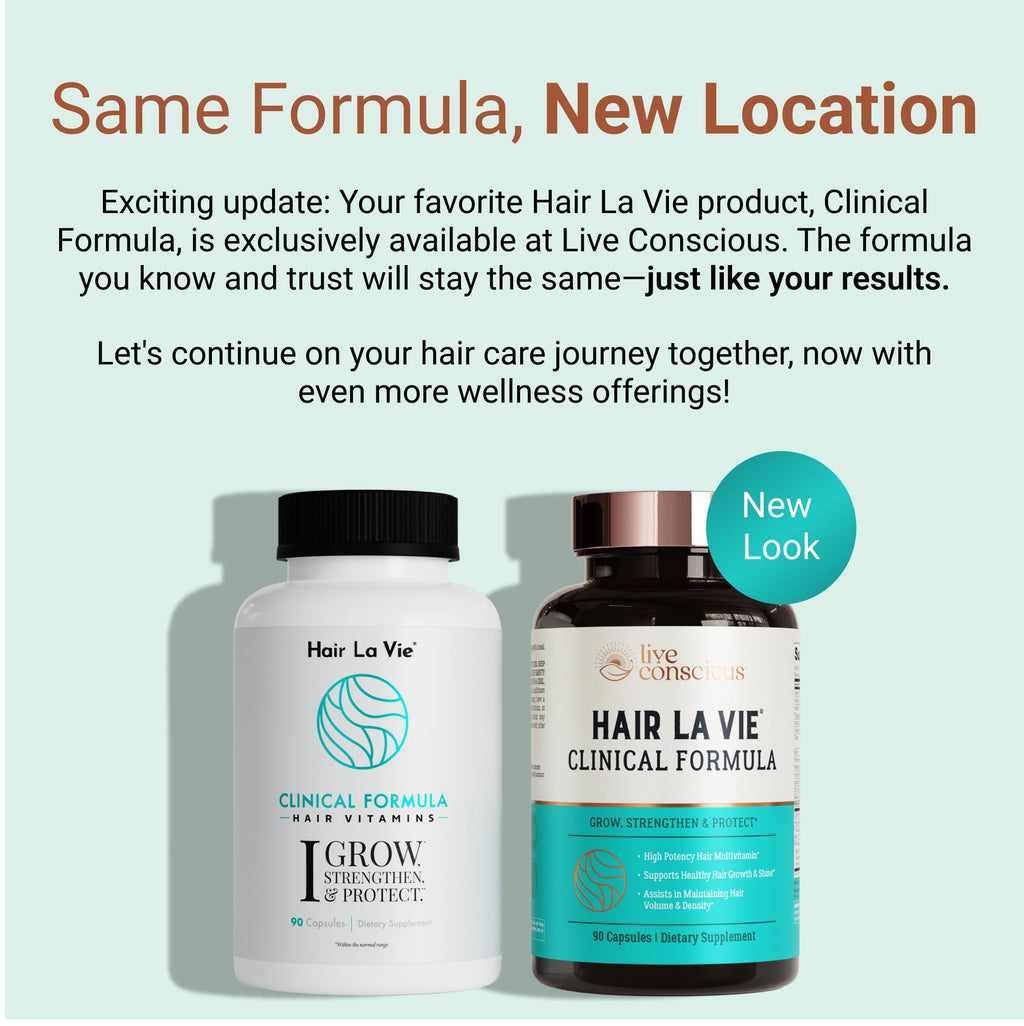 Hair La Vie Live Conscious Clinical Formula Hair Vitamins Capsule with Biotin and Saw Palmetto - Healthy Hair and Whole-Body Wellness (2-Pack)