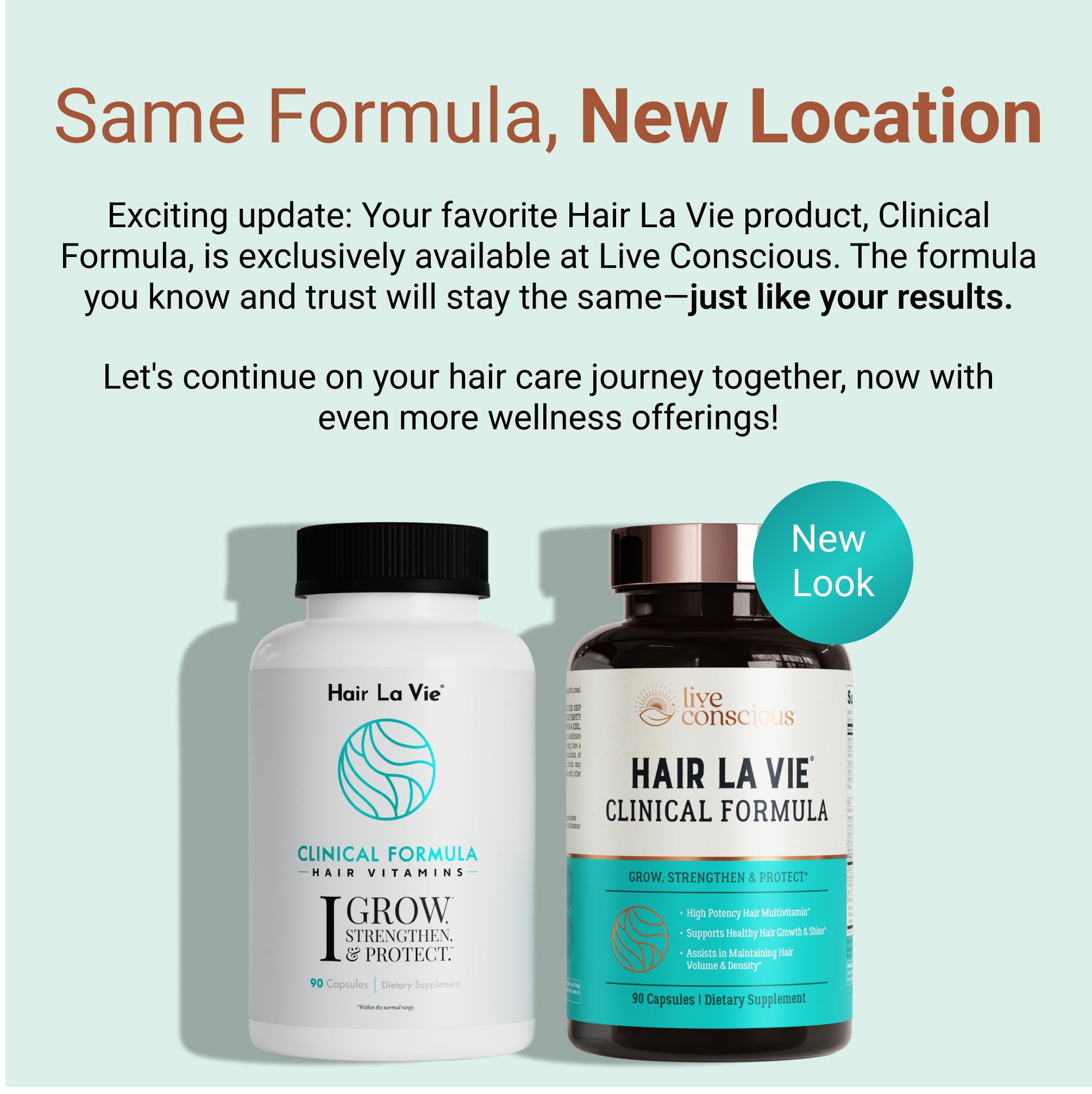 Hair La Vie Live Conscious Clinical Formula Hair Vitamins Capsule with Biotin and Saw Palmetto - Healthy Hair and Whole-Body Wellness (2-Pack)