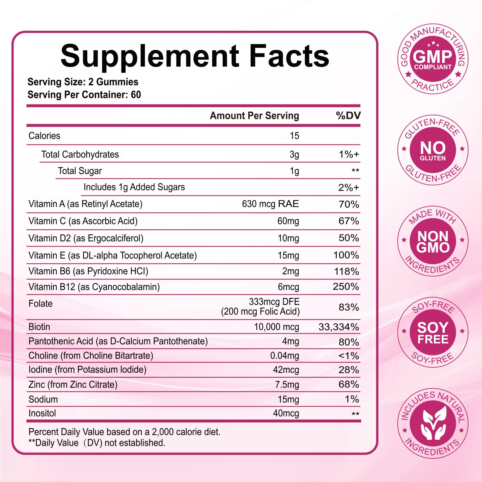 Hair Skin & Nails Gummies with 10,000mcg Biotin – Vitamin Supplement for Hair, Nails & Skin (240 Count)