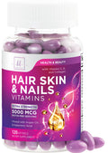 Hair, Skin & Nails Vitamins for Women - Biotin 5000mcg + Argan Oil, Collagen & Hyaluronic Acid | 120 Softgels