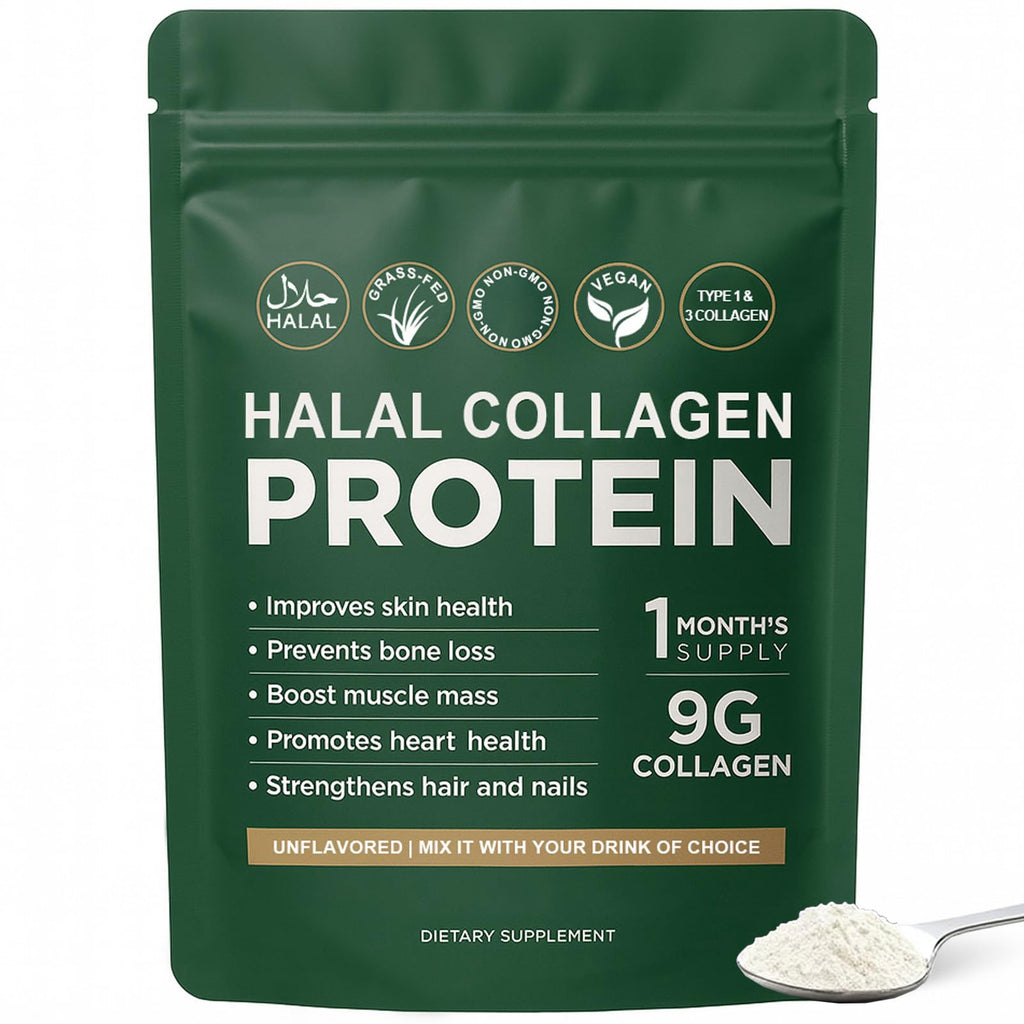 Halal Collagen Protein Powder – Grass-Fed, Organic, Hydrolyzed, Unflavoured | 30 Servings