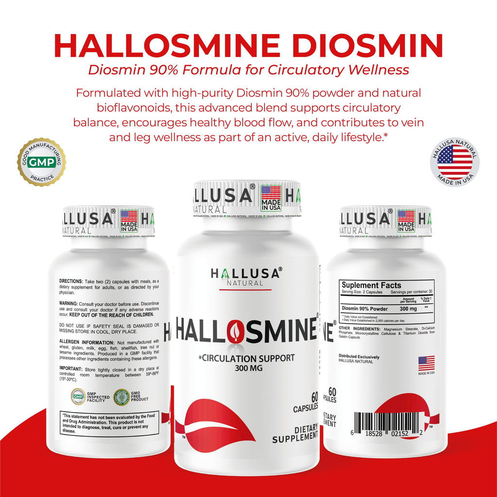 Hallusa Natural Diosmin Circulation - Support for Circulation & Veins - Diosmin Supplement