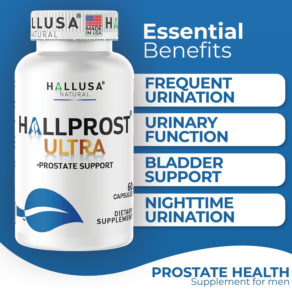 Hallusa Natural HallPROST Ultra Prostate Health Supplement for Men – Saw Palmetto, Lycopene, Pygeum, Zinc, Magnesium, Vitamin E | 60 Capsules