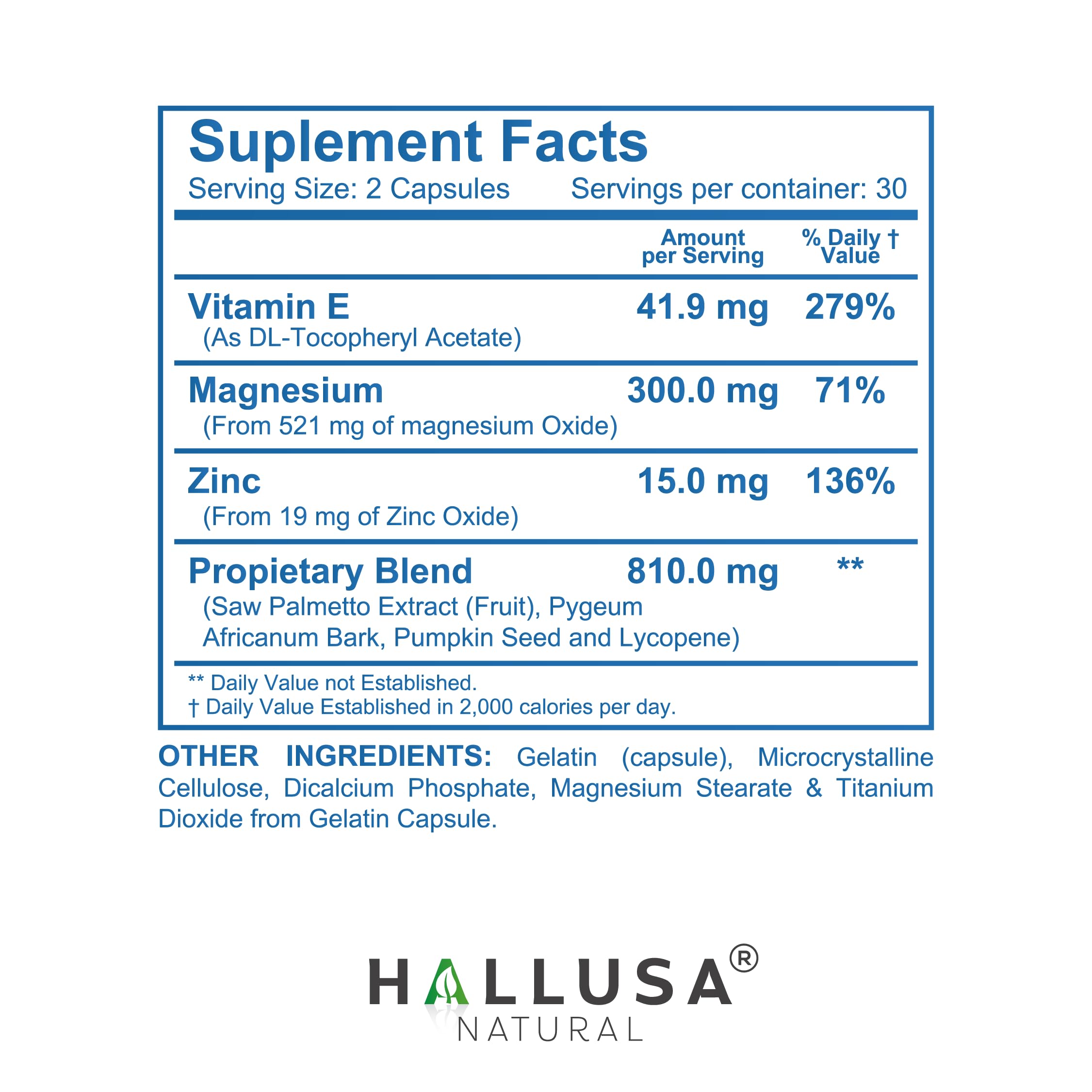Hallusa Natural HallPROST Ultra Prostate Health Supplement for Men – Saw Palmetto, Lycopene, Pygeum, Zinc, Magnesium, Vitamin E | 60 Capsules