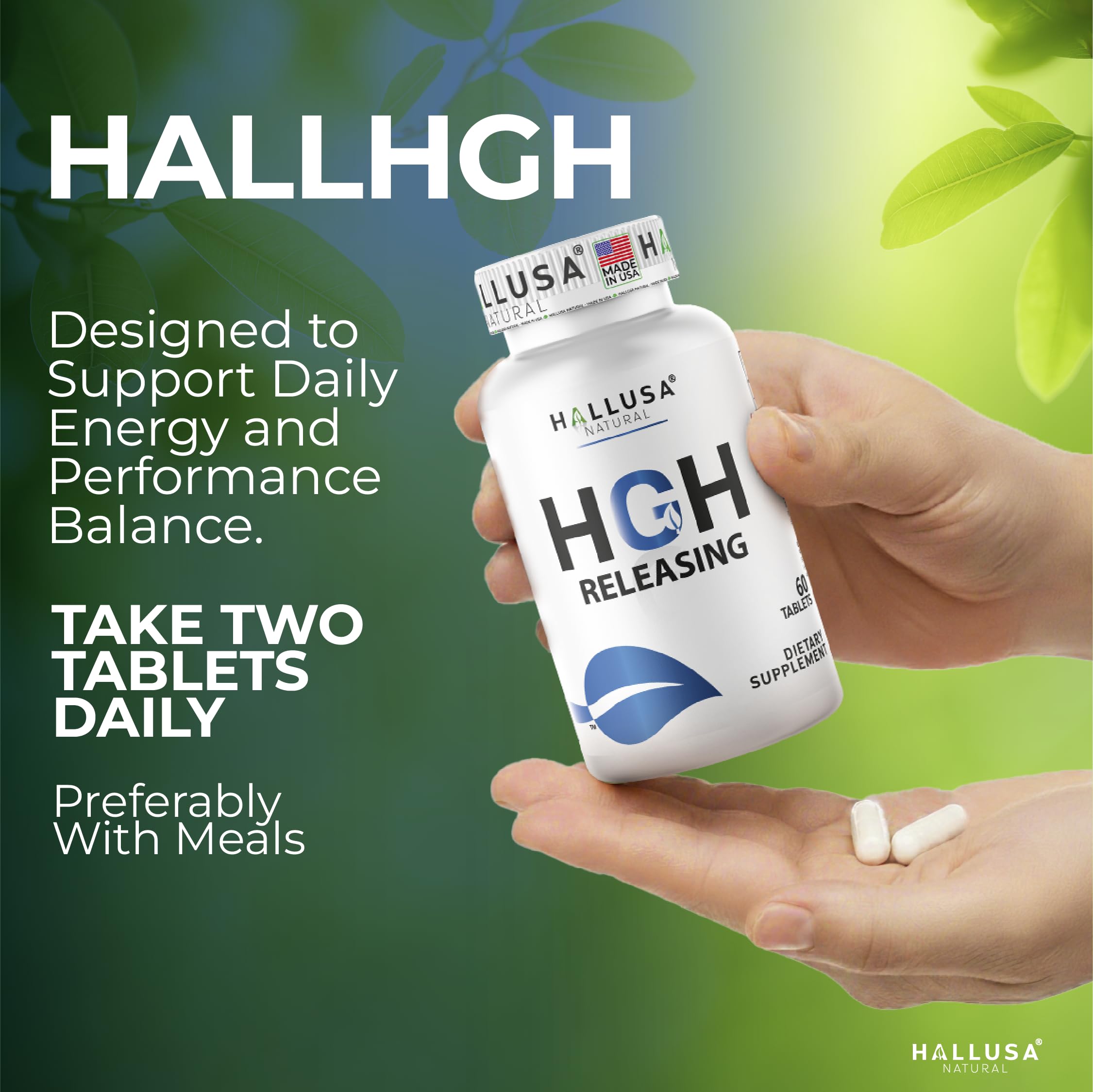 Hallusa Natural HGH Complex - Amino Acid Supplement | 60 Tablets