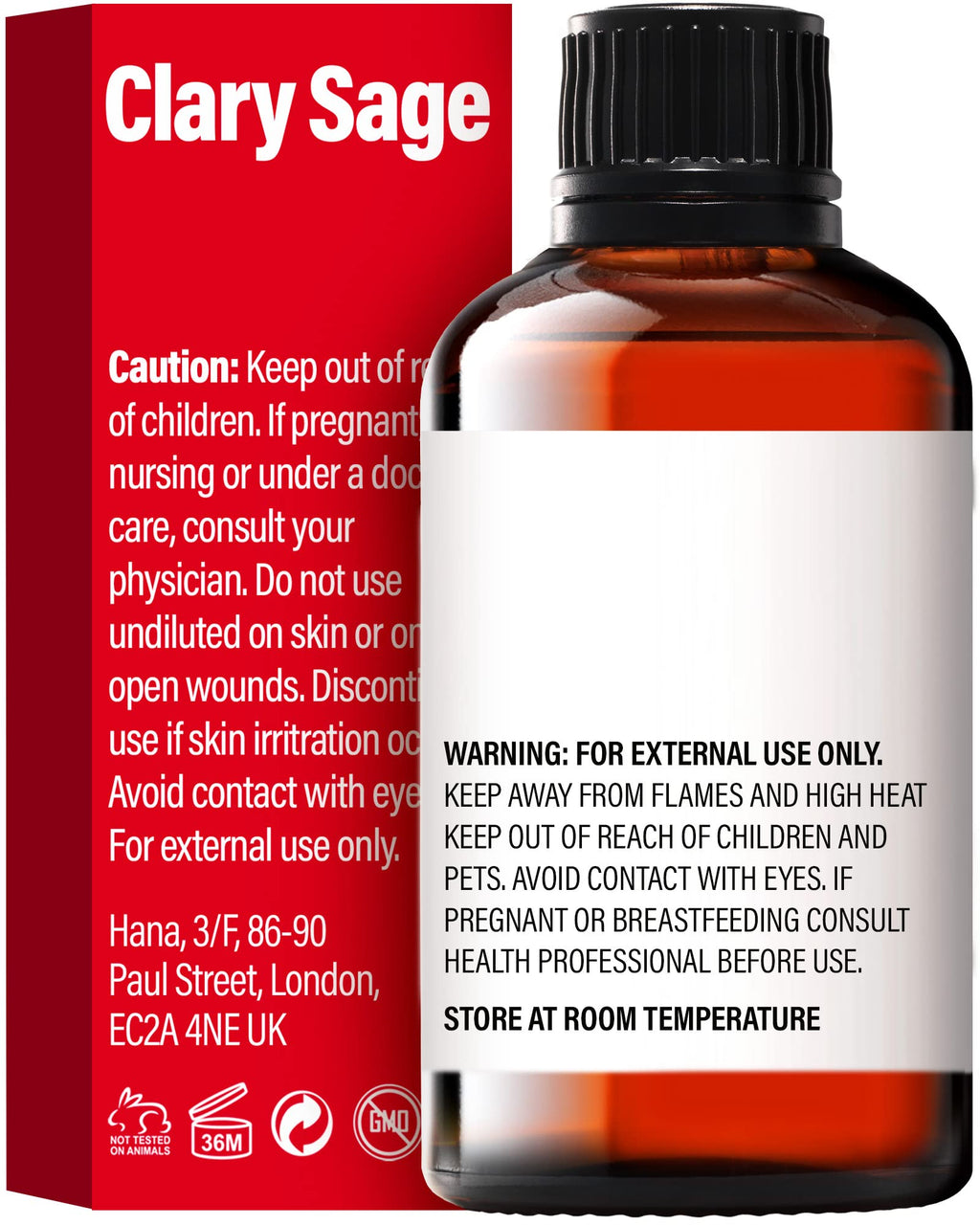 H'ana Clary Sage Essential Oil 1.02 fl oz | Hair, Skin, Diffuser