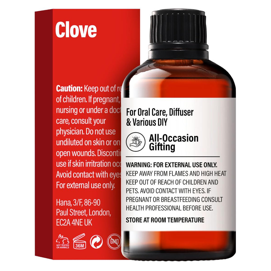 H'ana Clove Essential Oil 1.02 fl oz - Hair, Skin, Diffuser & Aromatherapy