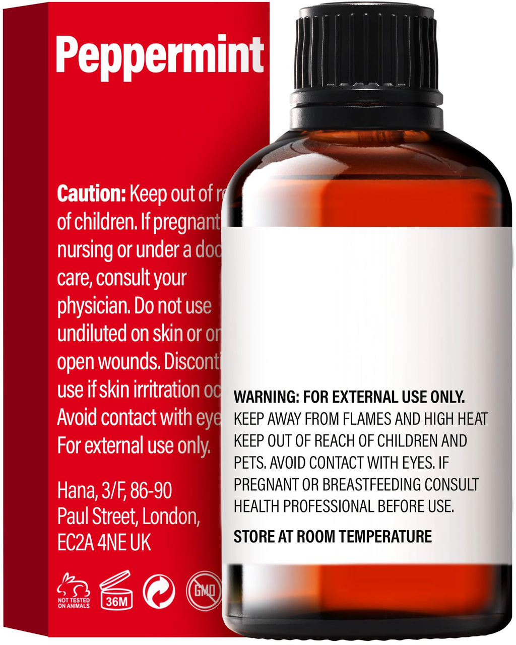 H'ana Peppermint Essential Oil 1.02 fl oz – Hair, Skin, Diffuser & Aromatherapy