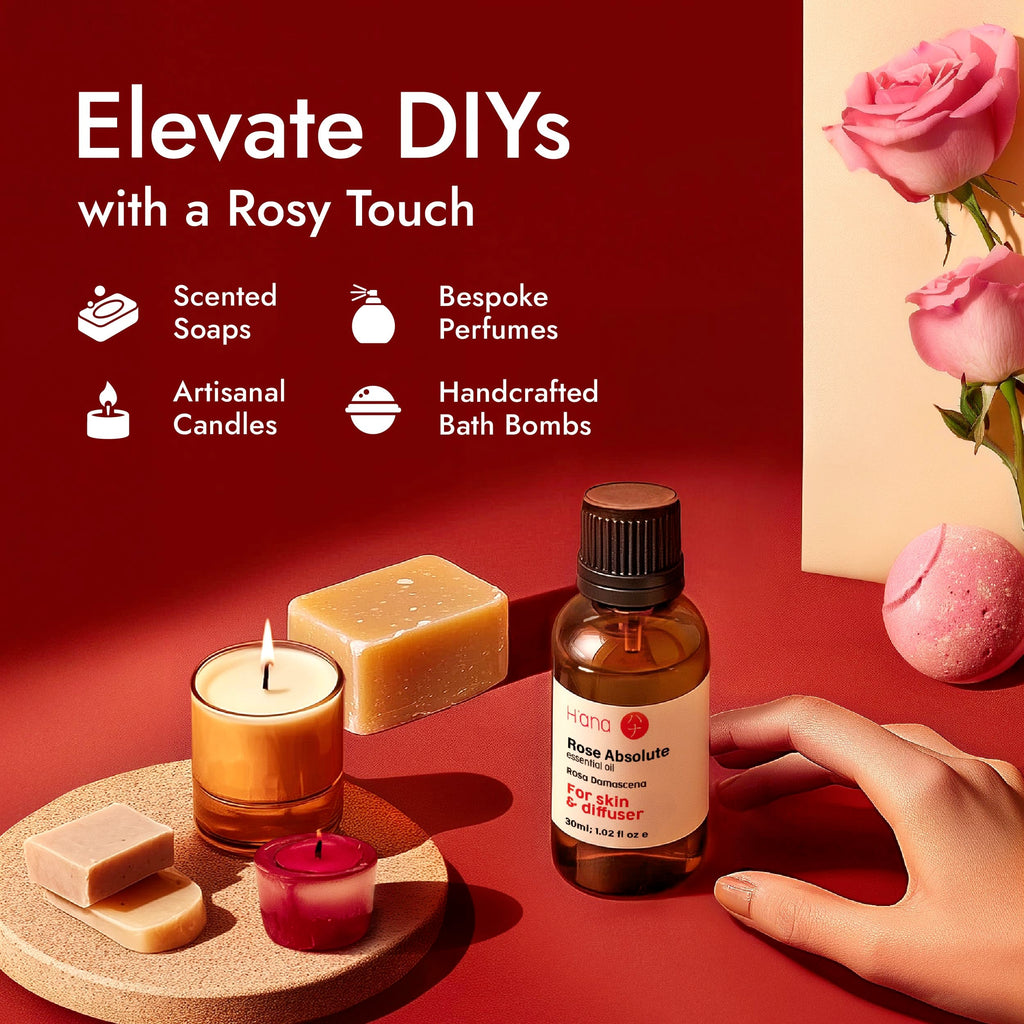 H'ana Rose Essential Oil – 1.02 Fl Oz for Hair, Skin, Diffuser & DIY