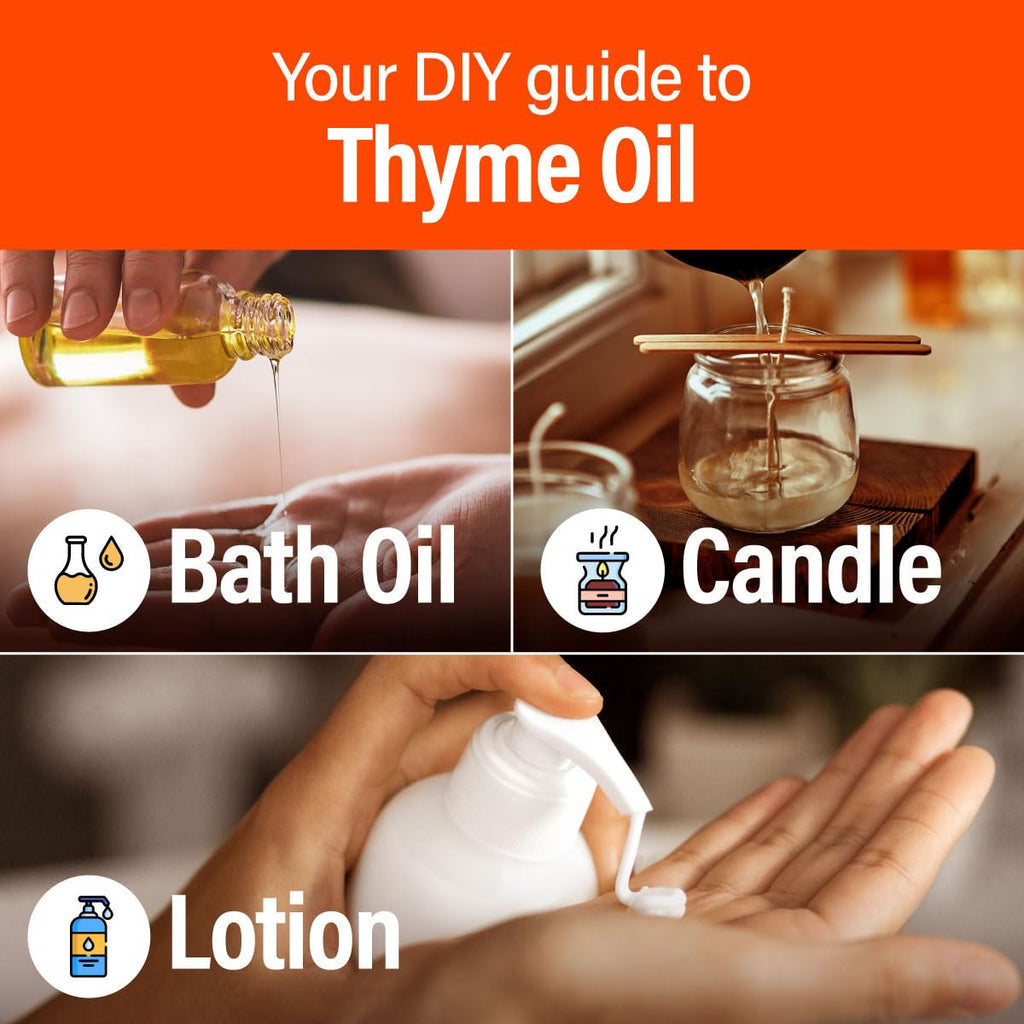 H'ana Thyme Essential Oil - 1.02 Fl Oz - for Hair, Skin, Diffuser, Aromatherapy, DIY Candle & Soap Making