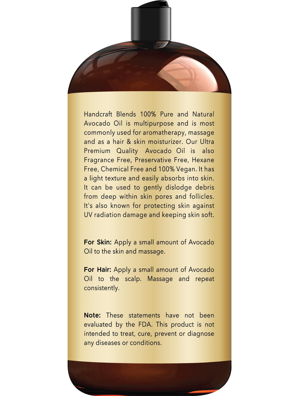 Handcraft Blends Avocado Oil – Cold-Pressed 28 oz | Pure Carrier Oil for Skin & Hair
