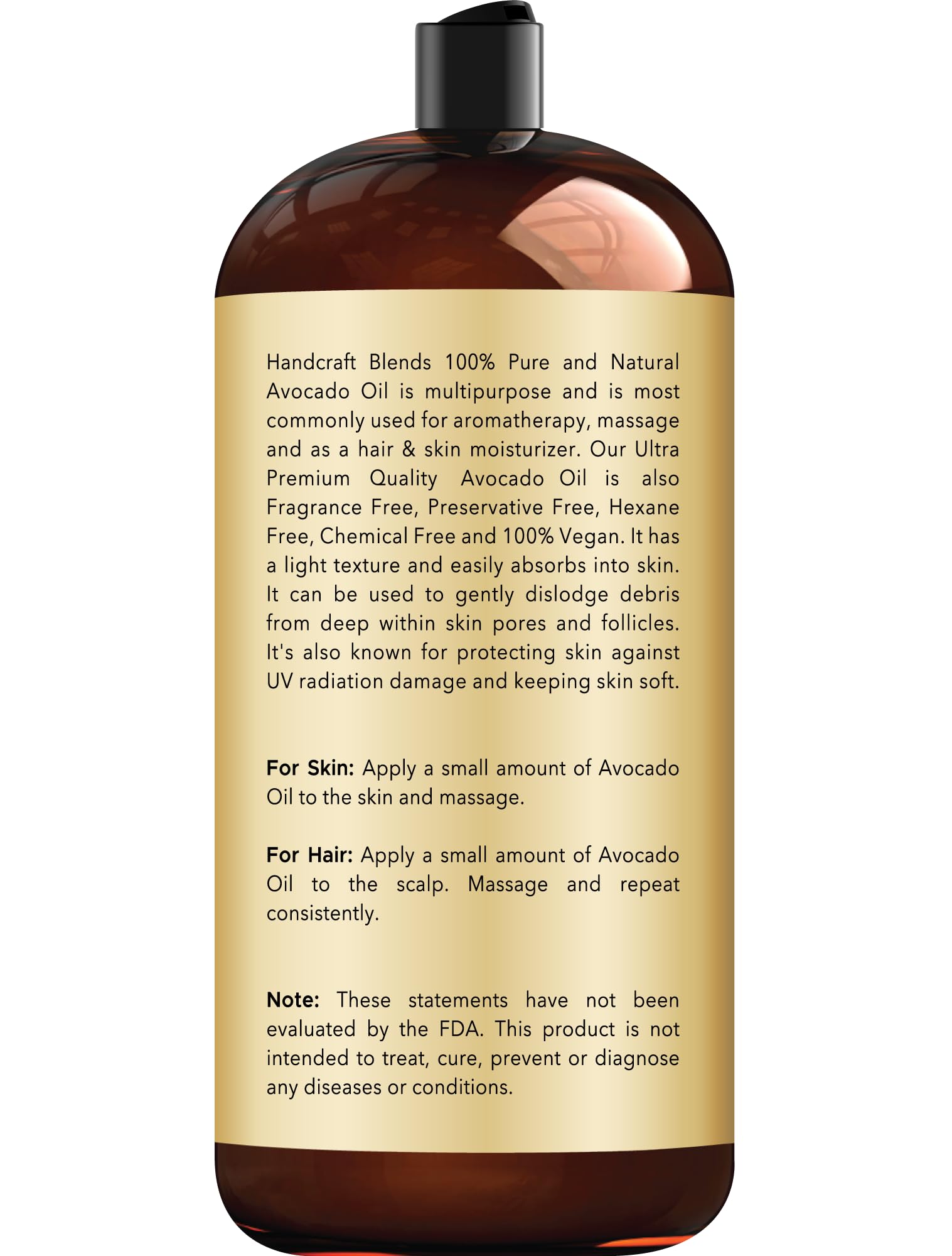 Handcraft Blends Avocado Oil – Cold-Pressed 28 oz | Pure Carrier Oil for Skin & Hair