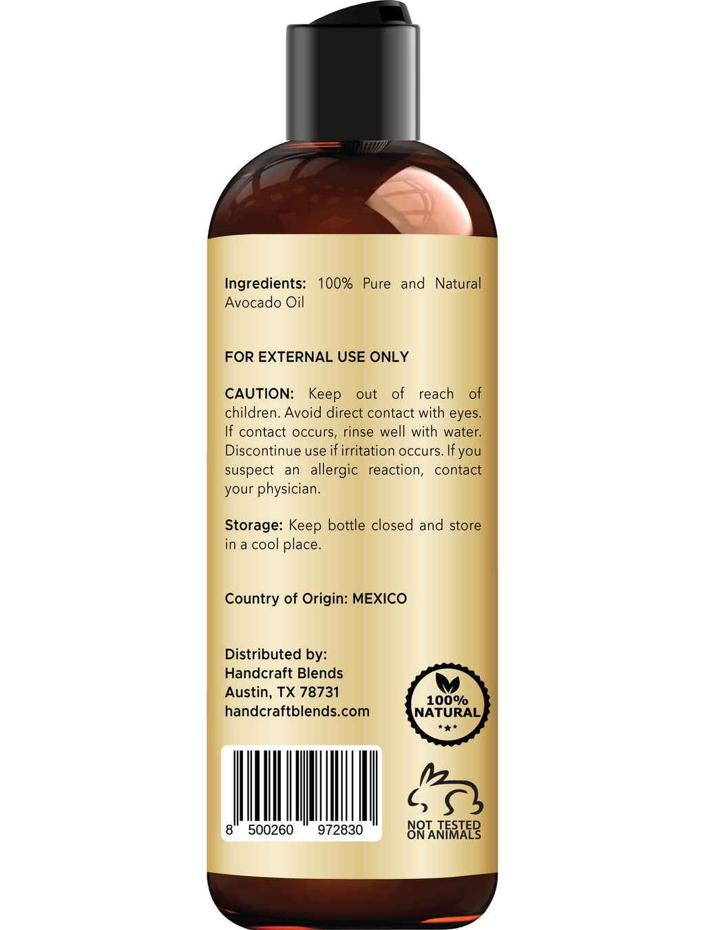 Handcraft Blends Avocado Oil - Cold-Pressed 8oz | Pure Carrier Oil for Skin & Hair