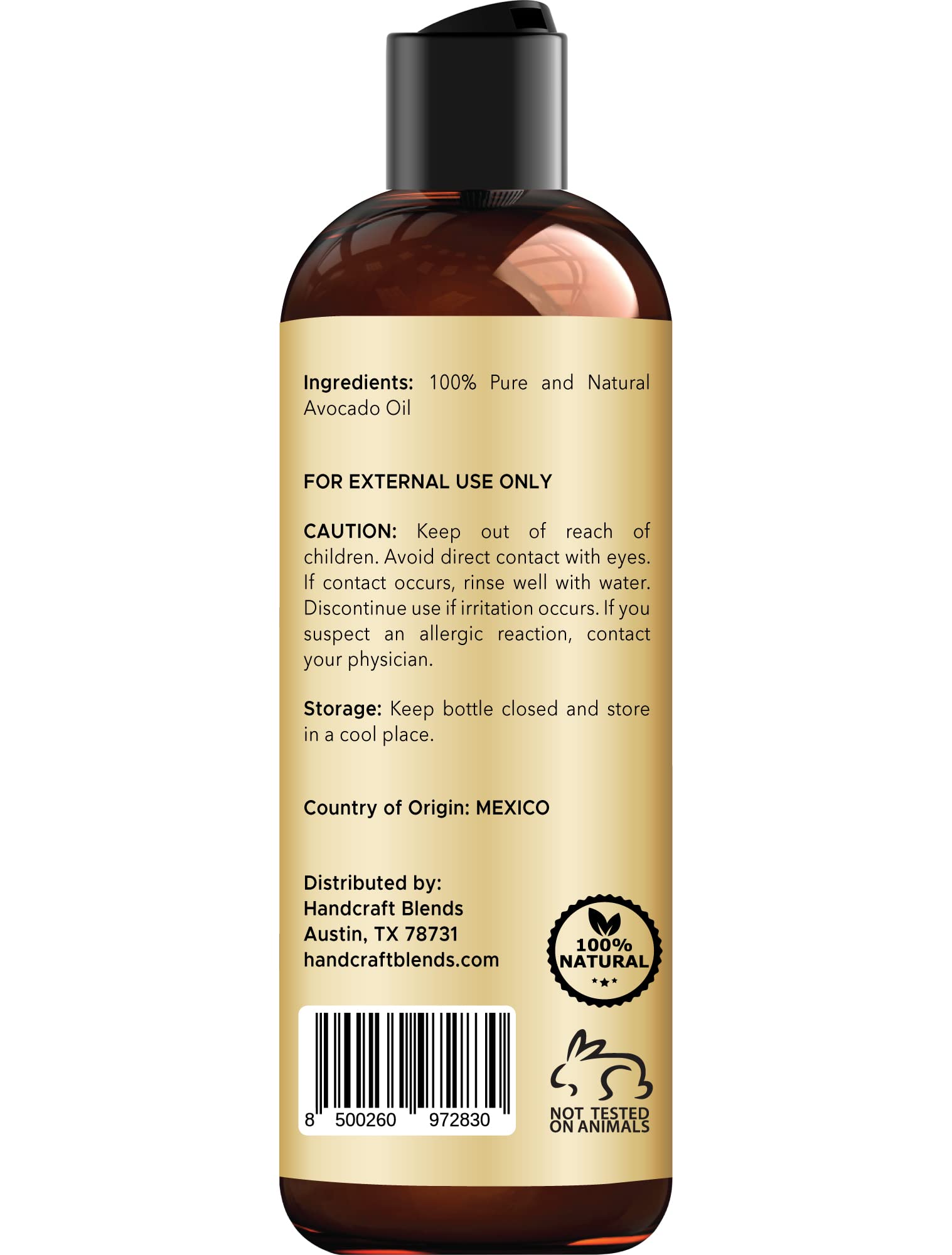 Handcraft Blends Avocado Oil - Cold-Pressed 8oz | Pure Carrier Oil for Skin & Hair