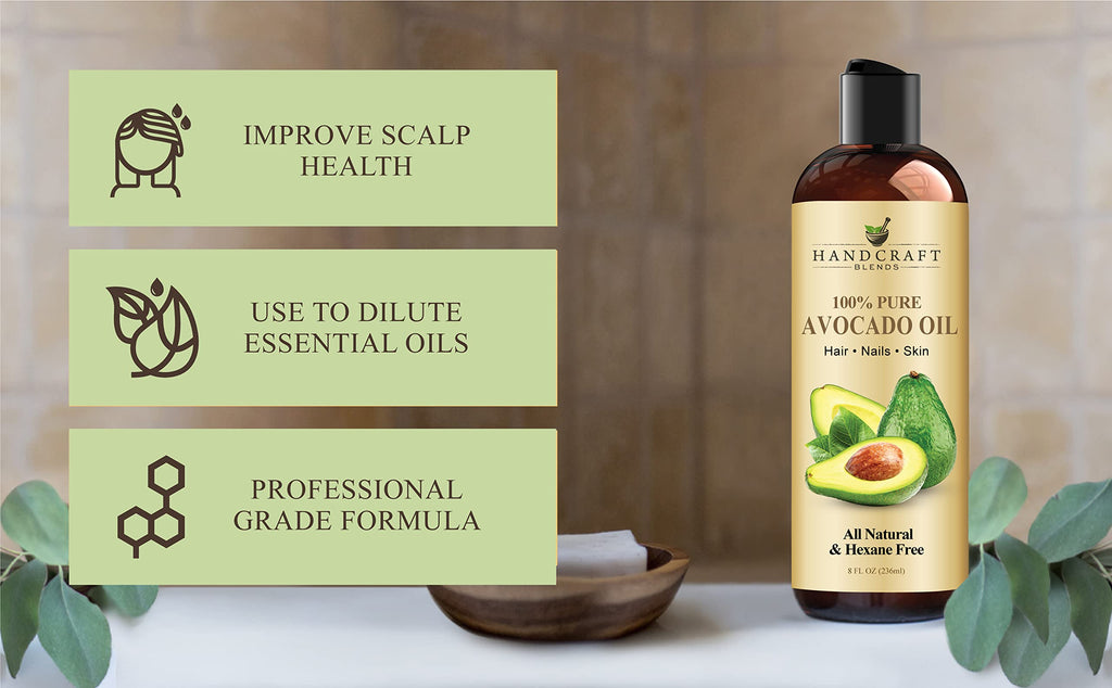 Handcraft Blends Avocado Oil - Cold-Pressed 8oz | Pure Carrier Oil for Skin & Hair