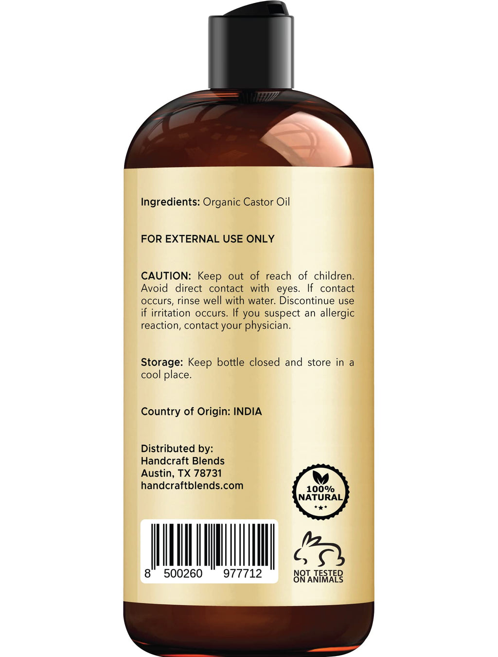 Handcraft Blends Organic Castor Oil – 16 oz | Pure & Natural Carrier Oil