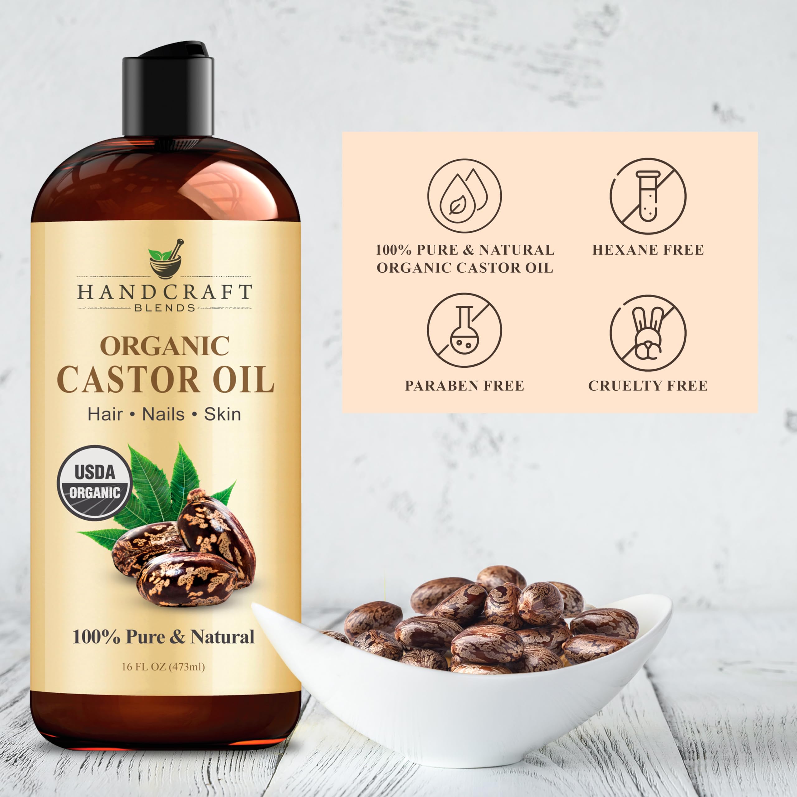 Handcraft Blends Castor Oil Pack Wrap – 16 oz Organic Castor Oil, Reusable & Adjustable