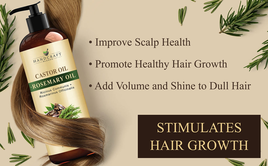 Castor Oil with Rosemary – Handcraft Blends, 8 oz | 100% Pure & Natural Carrier Oil for Hair, Eyelashes & Brows
