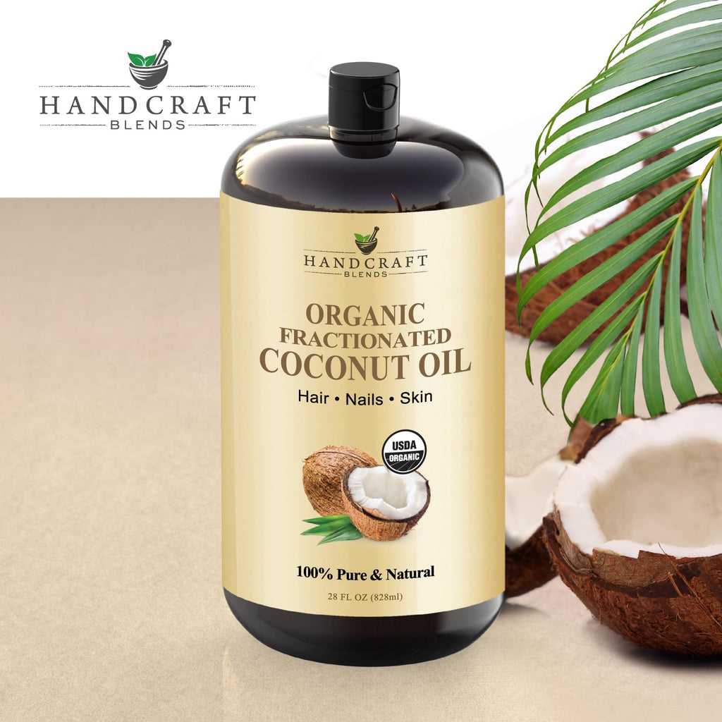 Handcraft Blends Organic Fractionated Coconut Oil - 28 Fl Oz | Pure, Natural Carrier Oil for Skin & Hair