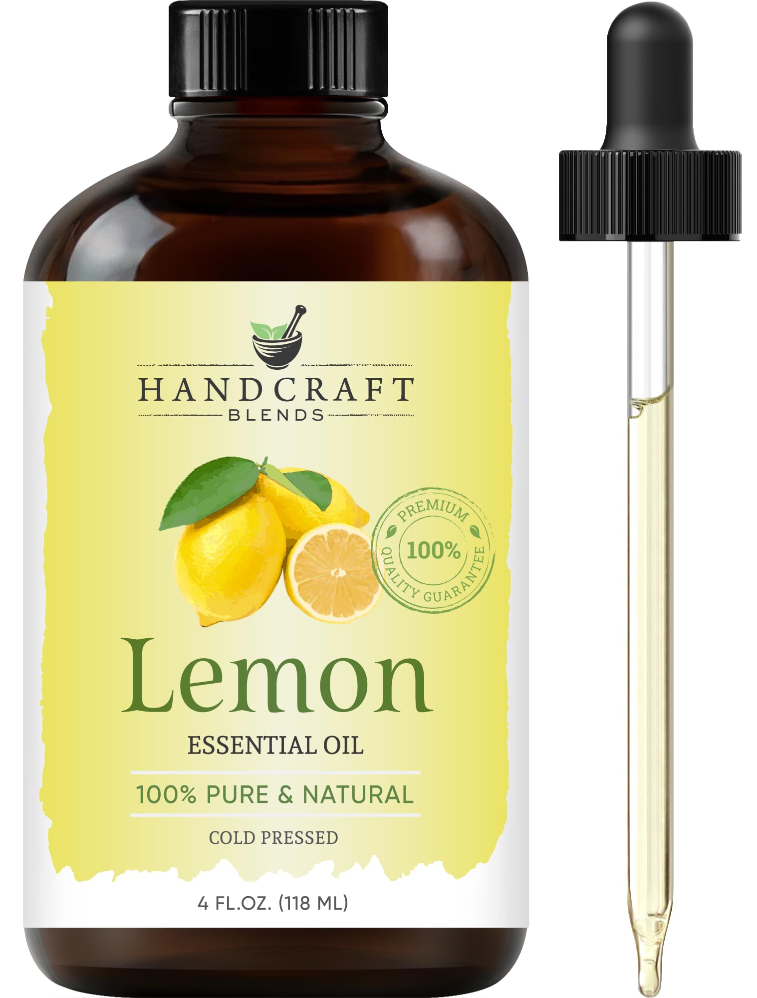 Handcraft Blends Lemon Essential Oil – 4 oz, 100% Pure & Natural | Premium Grade for Diffuser, Aromatherapy, Skin, Massage, Candle & Soap
