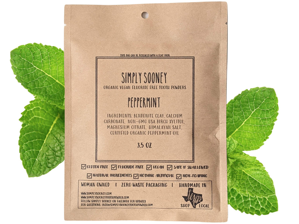 Simply Sooney Vegan Fluoride Free Toothpaste Powder – Organic Peppermint (3.5 oz)