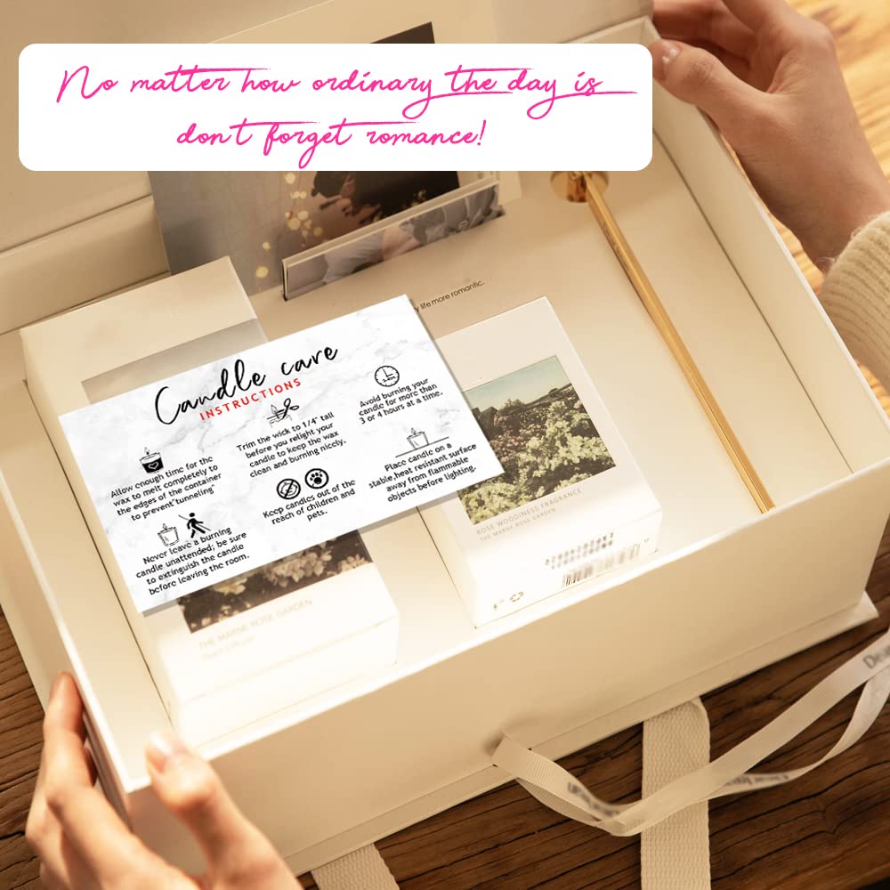 Handmade Candle Care Instruction Card - 50 Pack (3.5 x 2 in) Marble Look Design