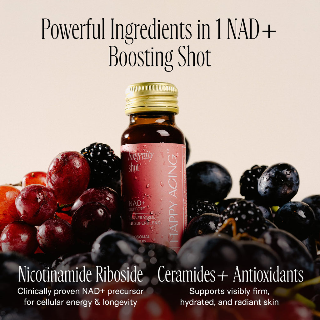 Happy Aging Liquid NAD+ Shot – Liposomal NR, Resveratrol, Antioxidants | 10 Shots