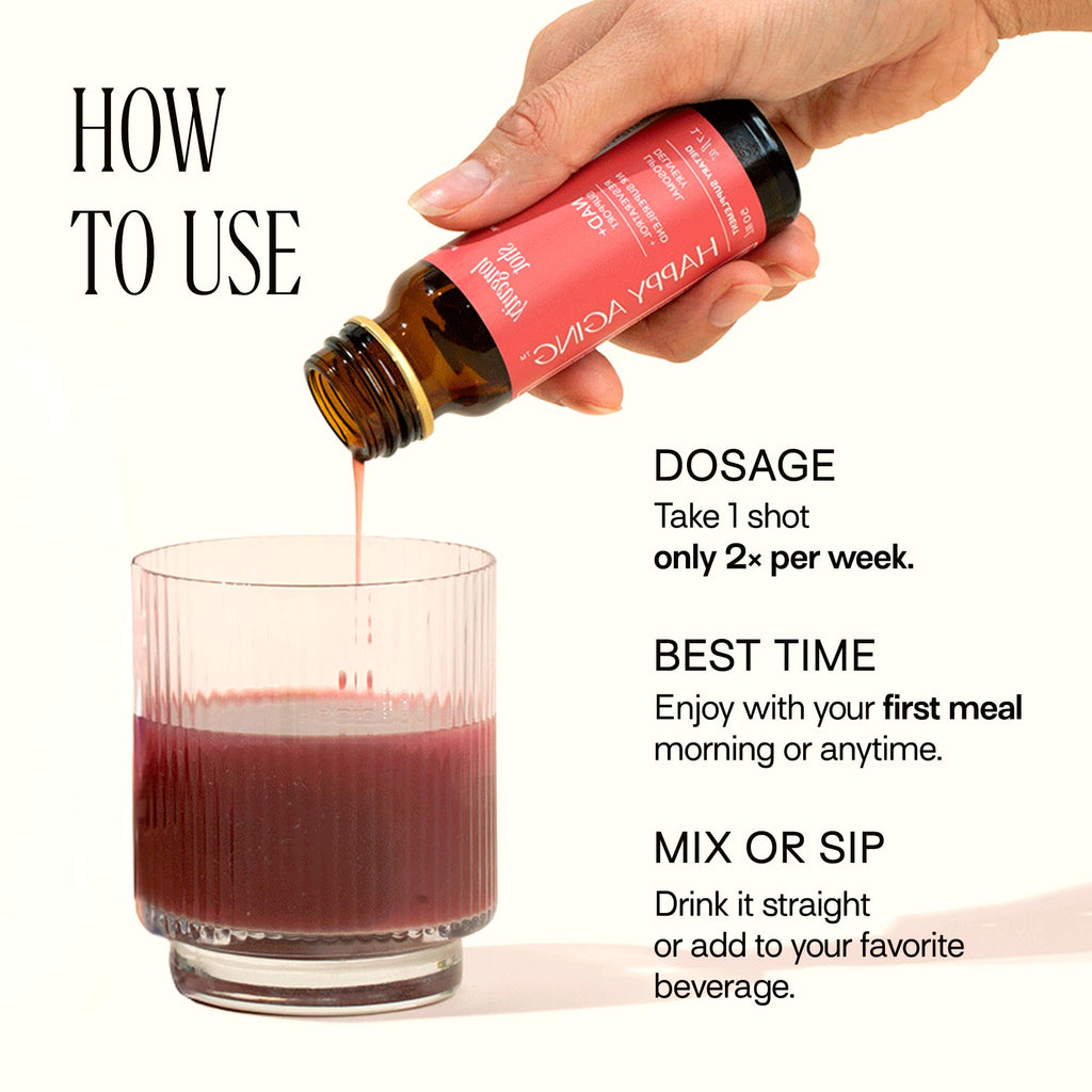 Happy Aging Liquid NAD+ Shot — Liposomal NR + Resveratrol, Twice-Weekly (30 Shots)
