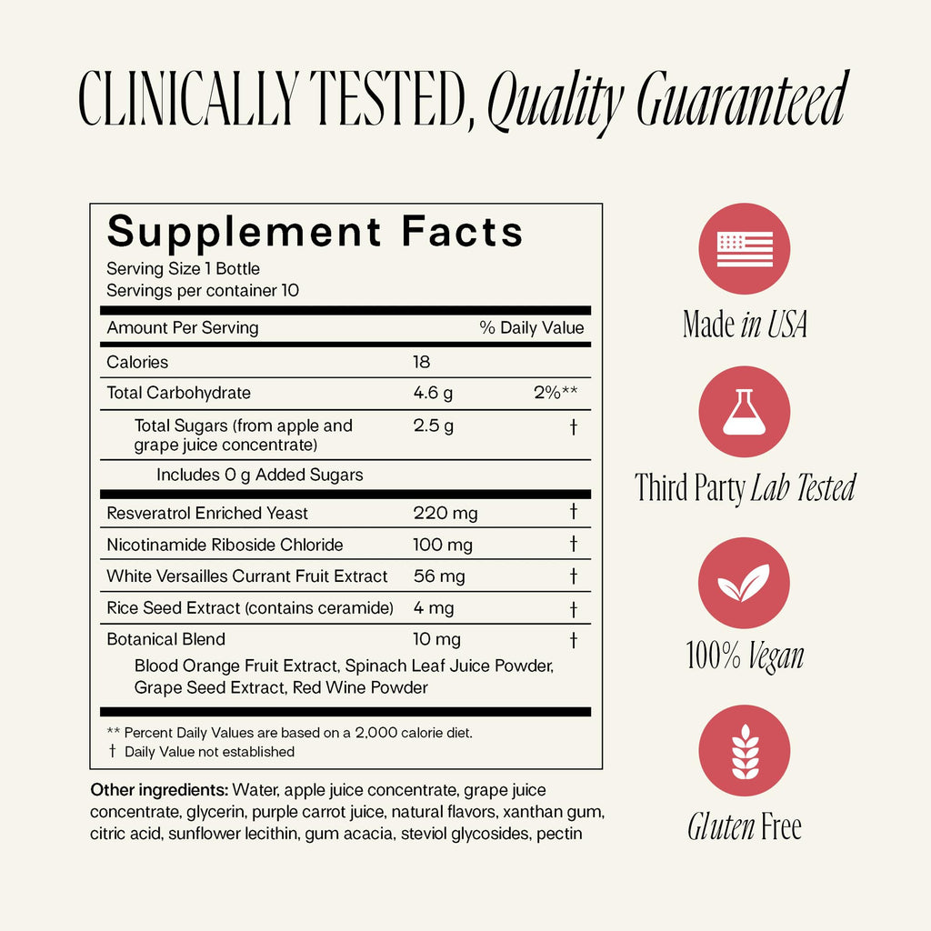 Happy Aging Liquid NAD+ Shot – Liposomal NR, Resveratrol, Antioxidants | 10 Shots