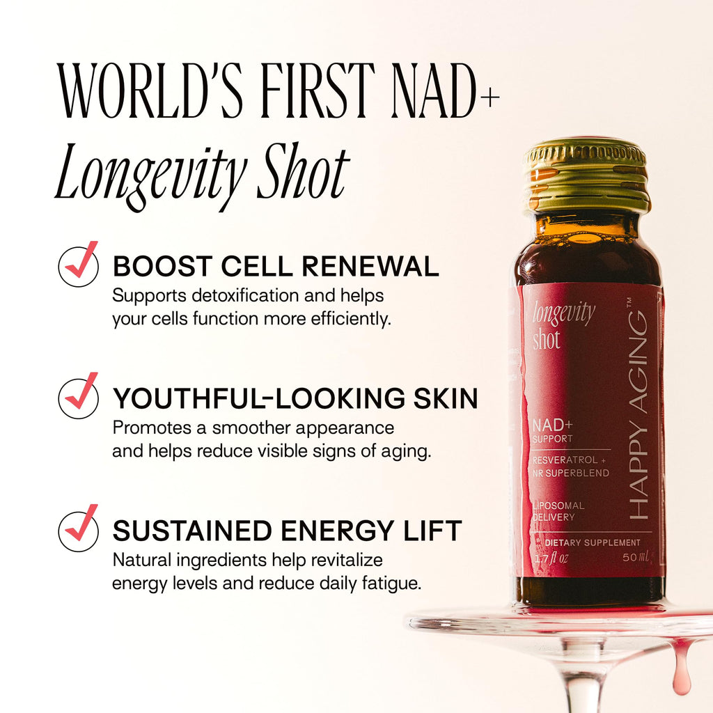 Happy Aging Liquid NAD+ Shot — Liposomal NR + Resveratrol, Twice-Weekly (30 Shots)
