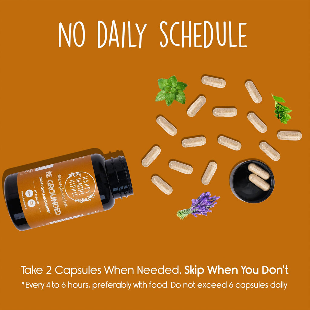 Be Grounded Stress Relief Supplement – Lavender Pills | Calm & Relaxation | 60 Ct | Happy Healthy Hippie