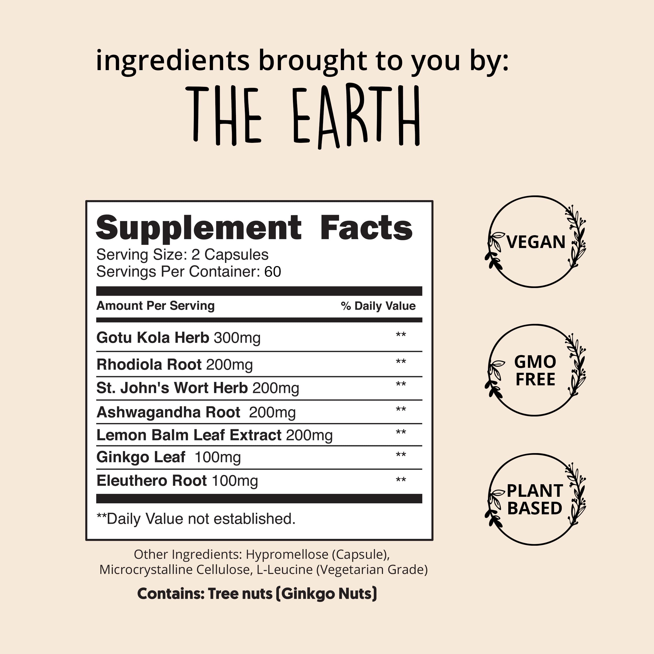 Joy-Filled Mood Support Supplement — 7-Herb Complex w/St. John's Wort (120 Ct) | Plant-Based Mood & Stress Support | Happy Healthy Hippie