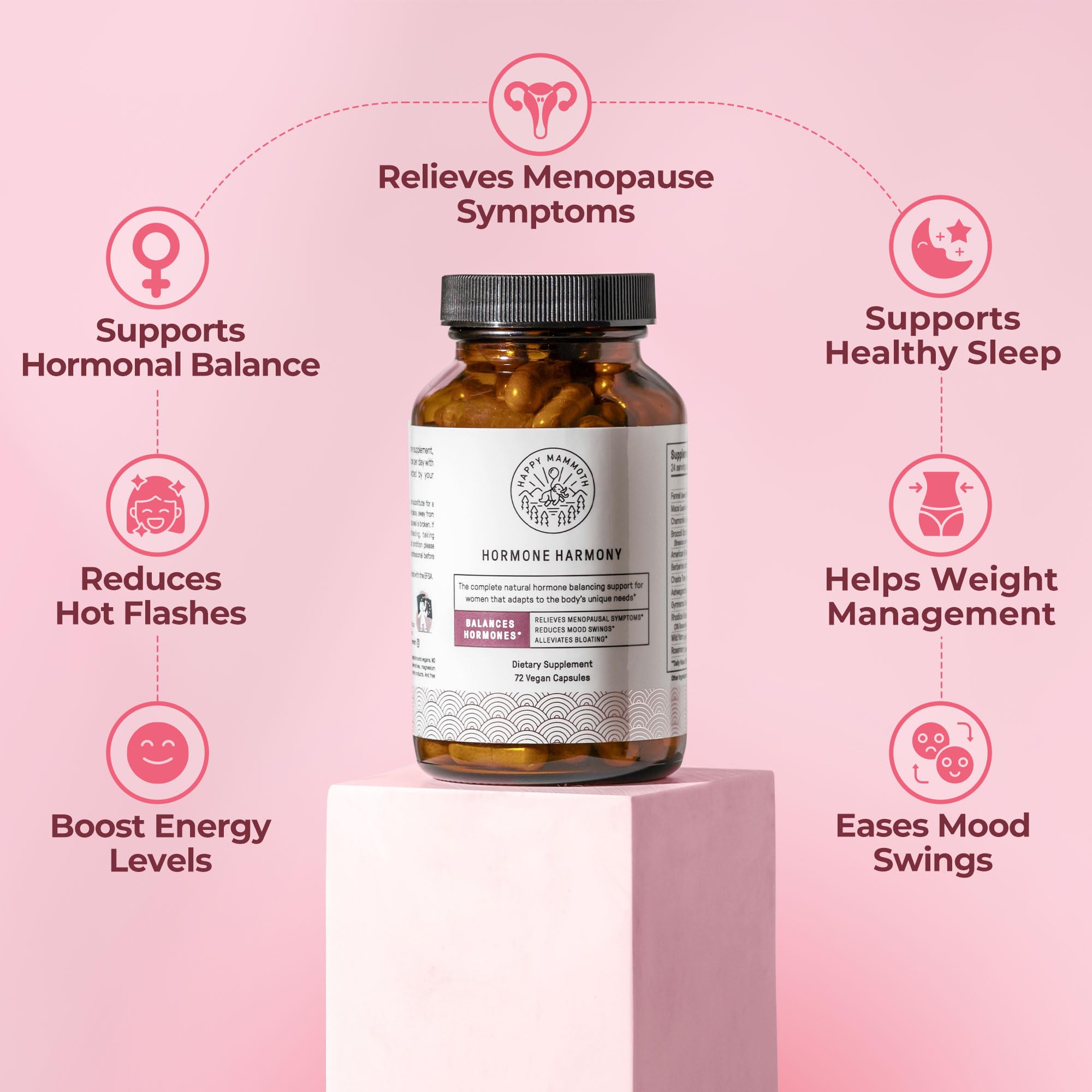 Happy Mammoth Hormone Harmony — Natural Hormonal Support for Women, 72 Capsules