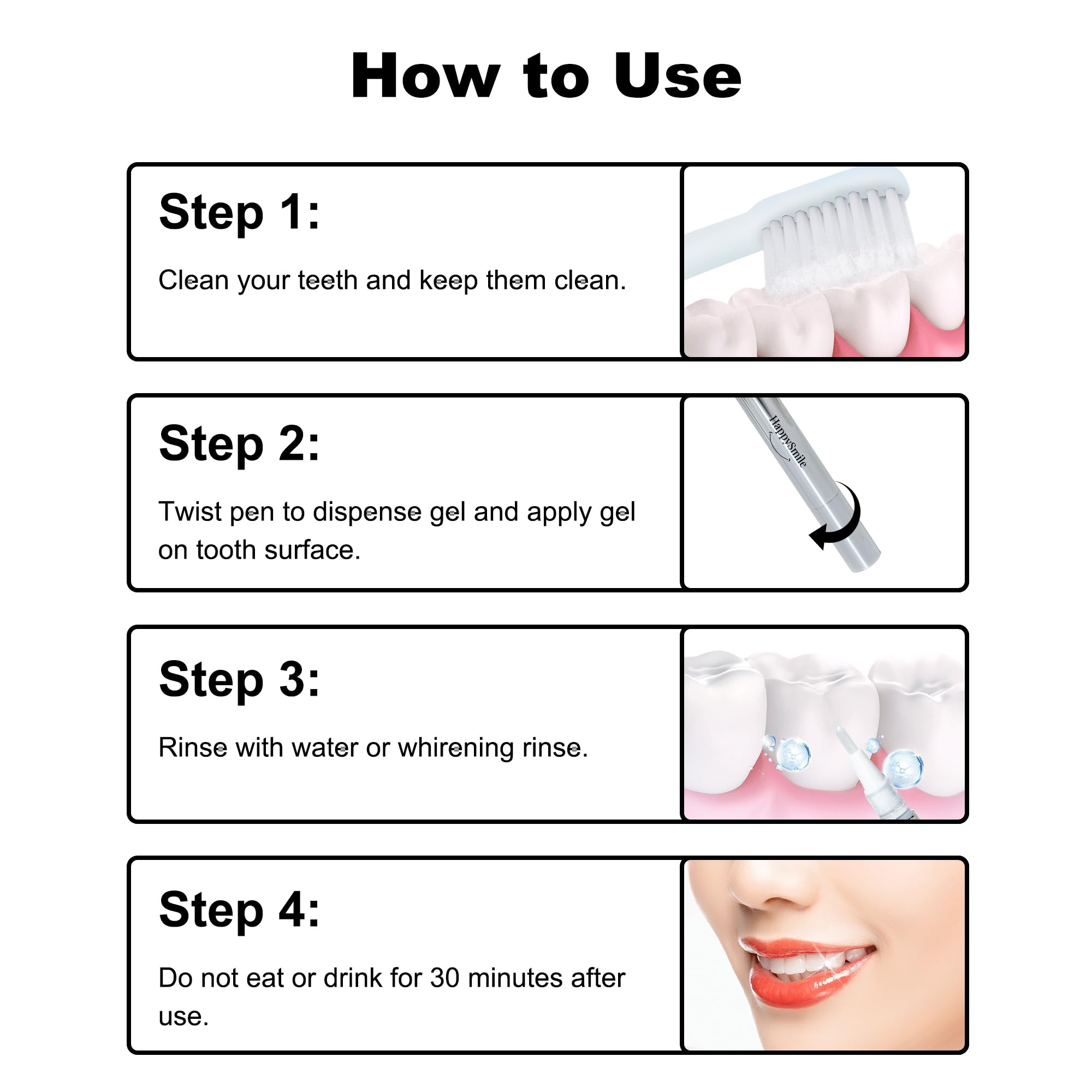 HappySmile Premium Teeth Whitening Pen Set of 3 | Brighter Smile, Gentle on Sensitive Teeth