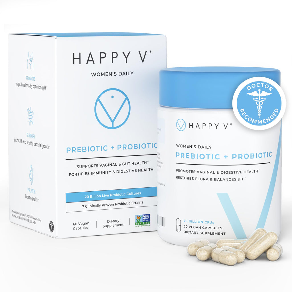 Happy V Dr. Formulated Vaginal Probiotics for Women – pH Balance, Urinary & Gut Support