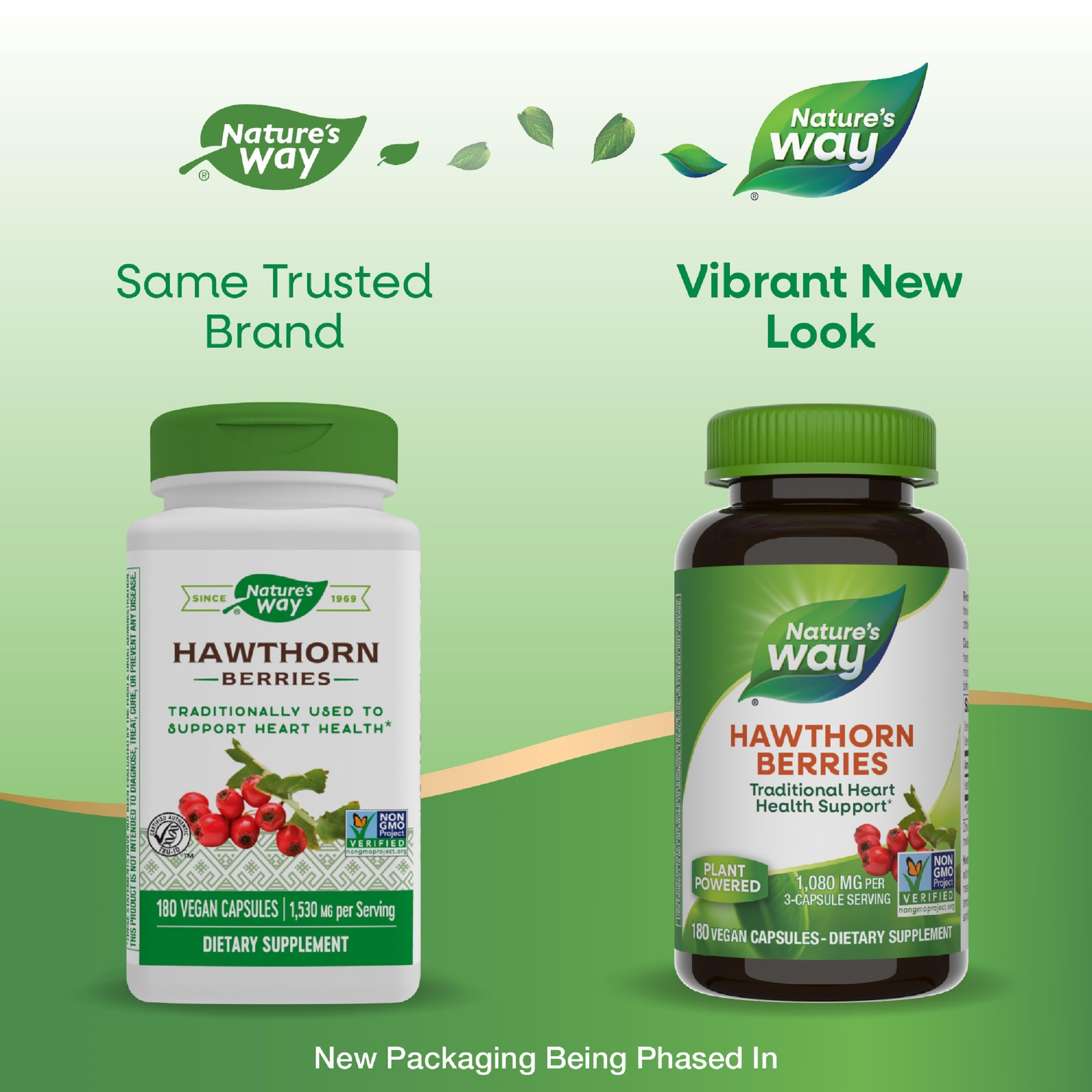 Nature's Way Hawthorn Berries - Heart Health Support, 180 Vegan Capsules (2 Pack) Packaging May Vary