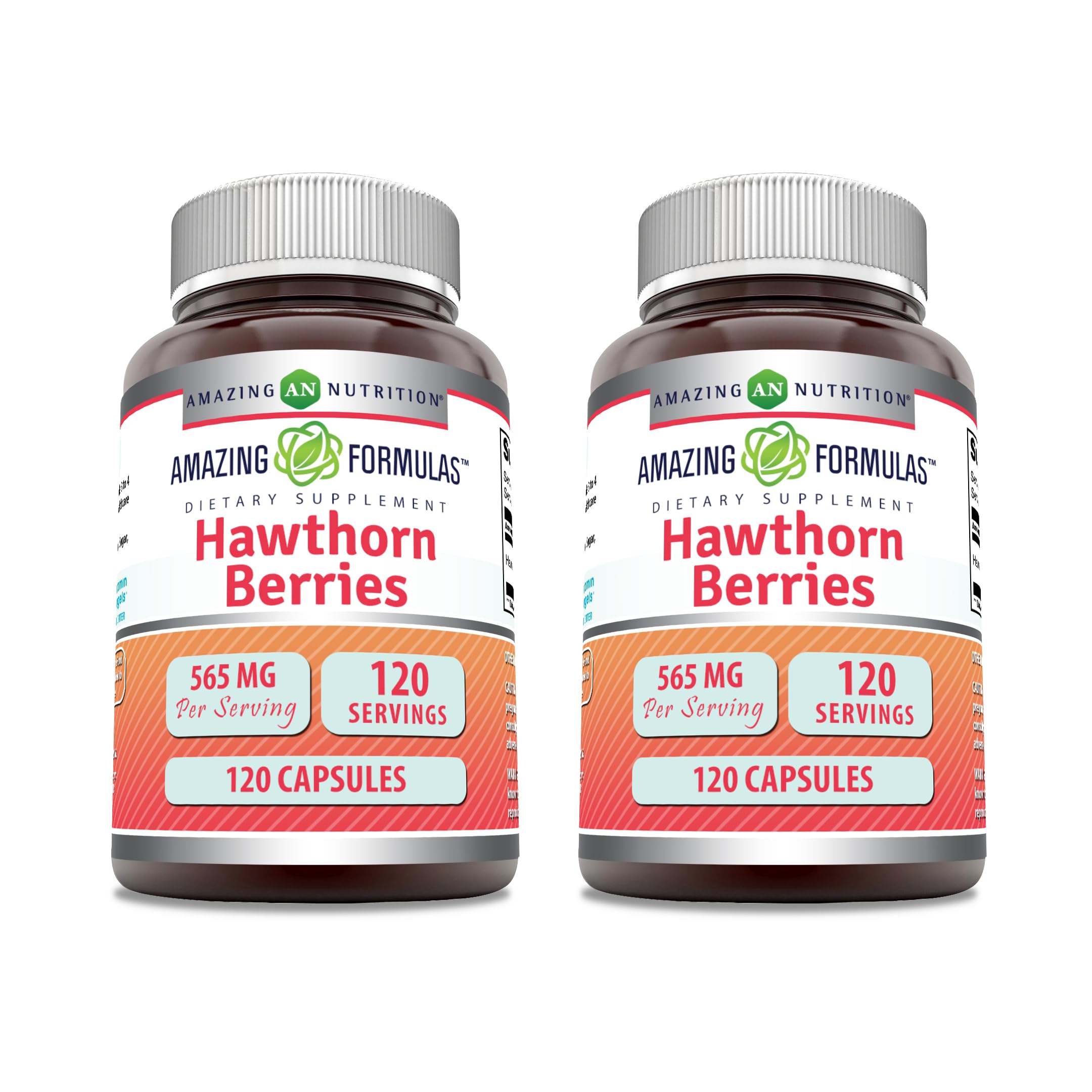 Amazing Formulas Hawthorn Berries Supplement – 565 mg, 2 Pack, 120 Capsules, Non-GMO, Gluten-Free, Made in USA