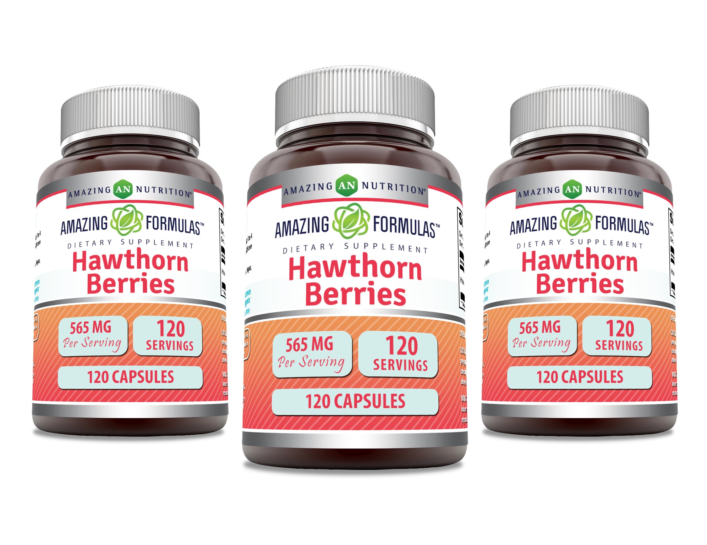 Amazing Formulas Hawthorn Berries 565 mg – 120 Capsules, 3 Pack, Made in USA